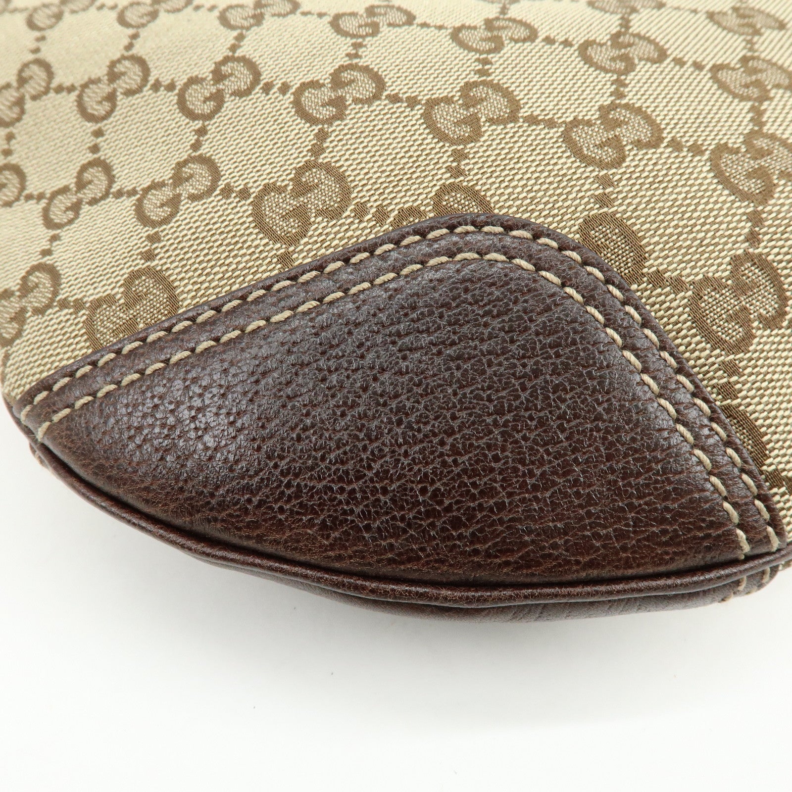 GUCCI Sherry GG Canvas Leather Shoulder Bag Beige Brown 162895