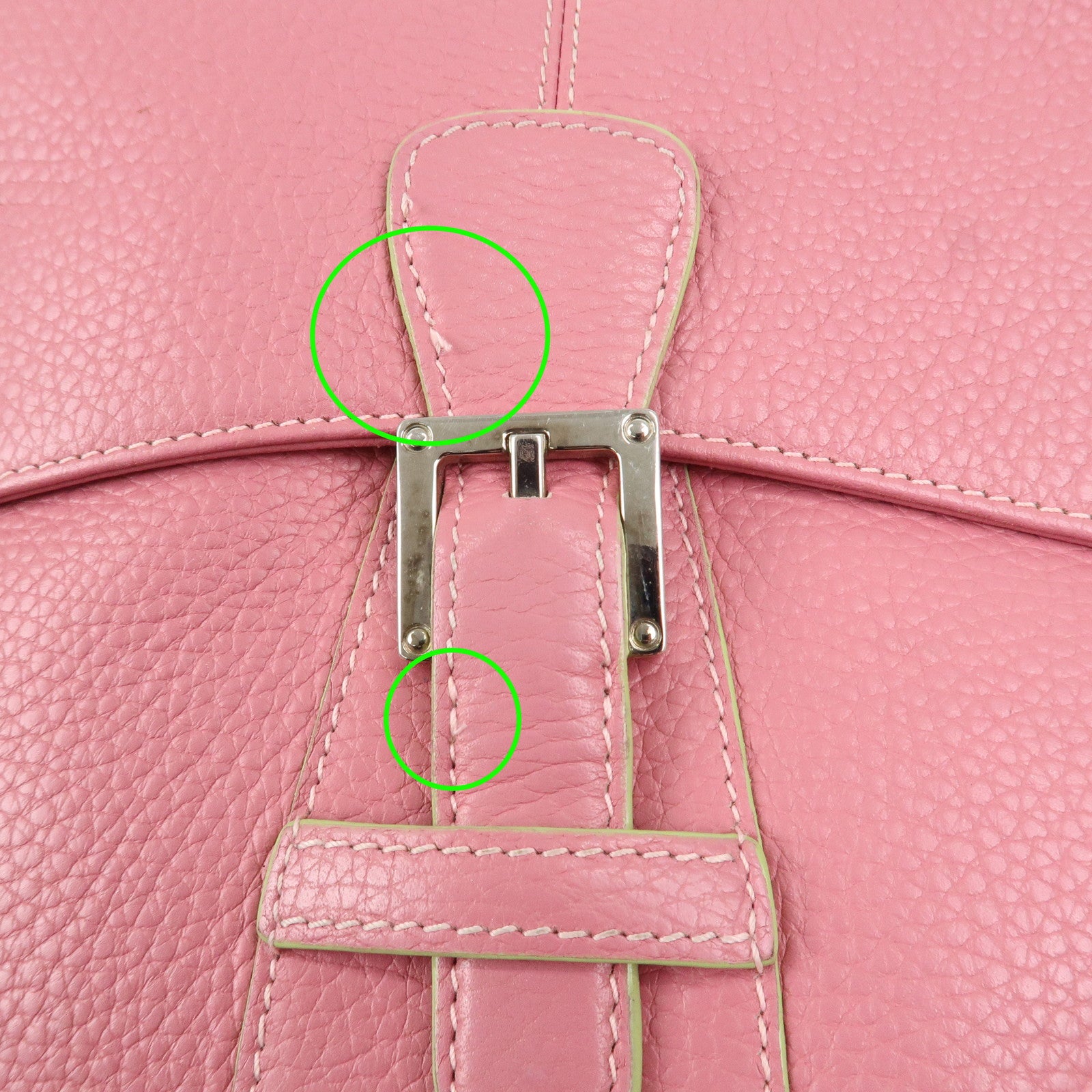 LOEWE Senda Leather Shoulder Bag Crossbody Bag Pink Light Green