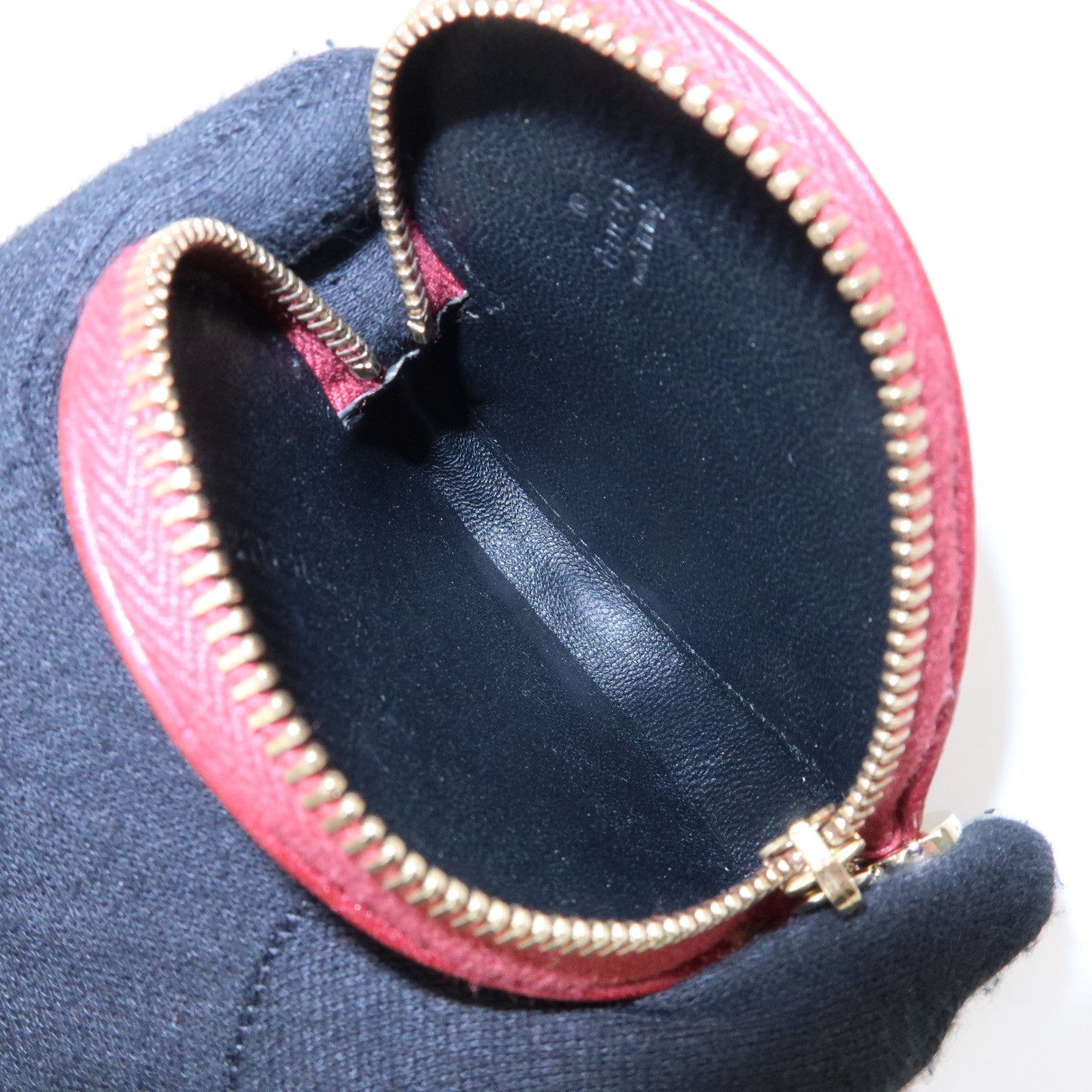 GUCCI Lovely Heart GG Canvas Leather Coin Case Beige Bordeaux152615