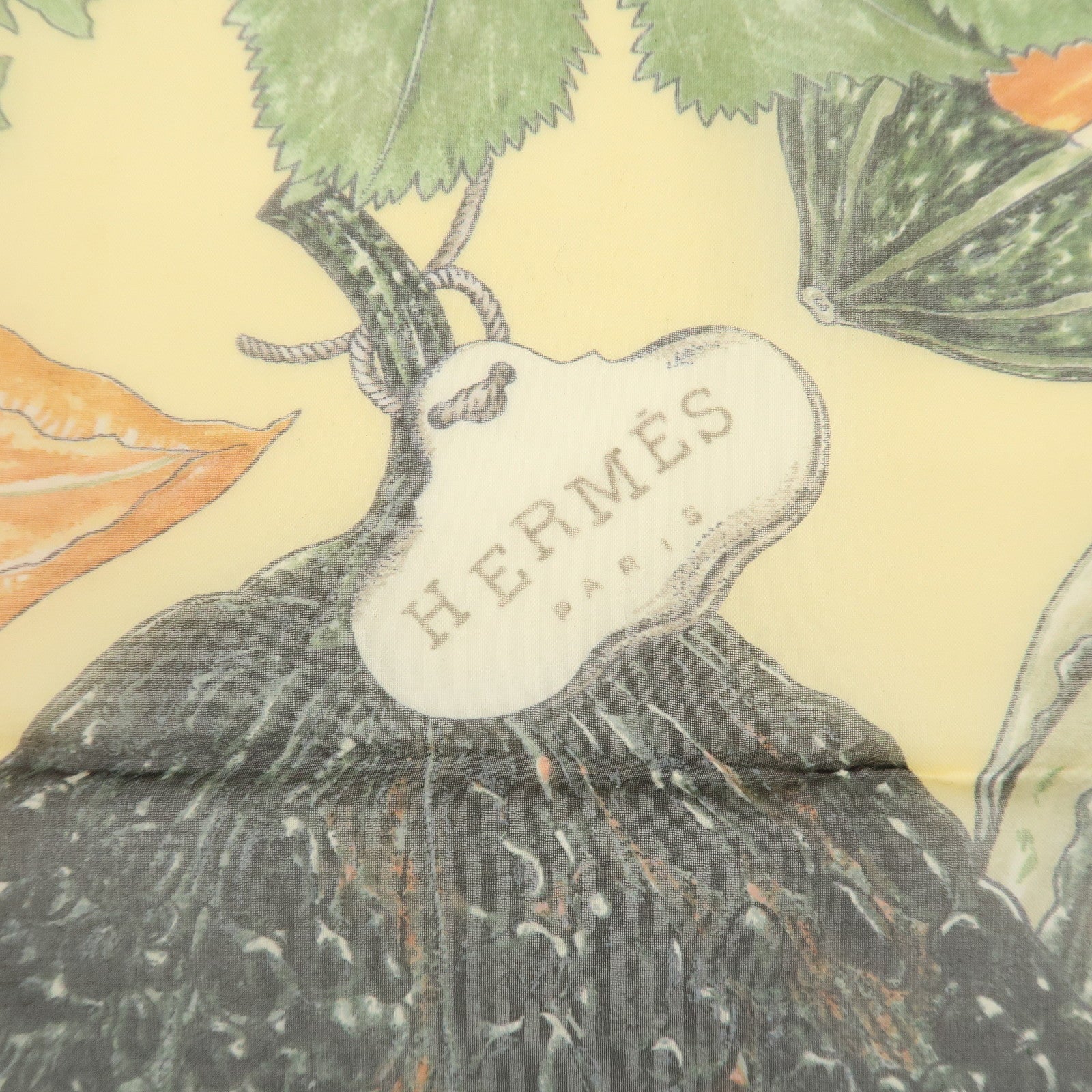HERMES Carre 90 Silk 100% CITROUOILLES ET COLOWUINTES Pumpkin Scarf