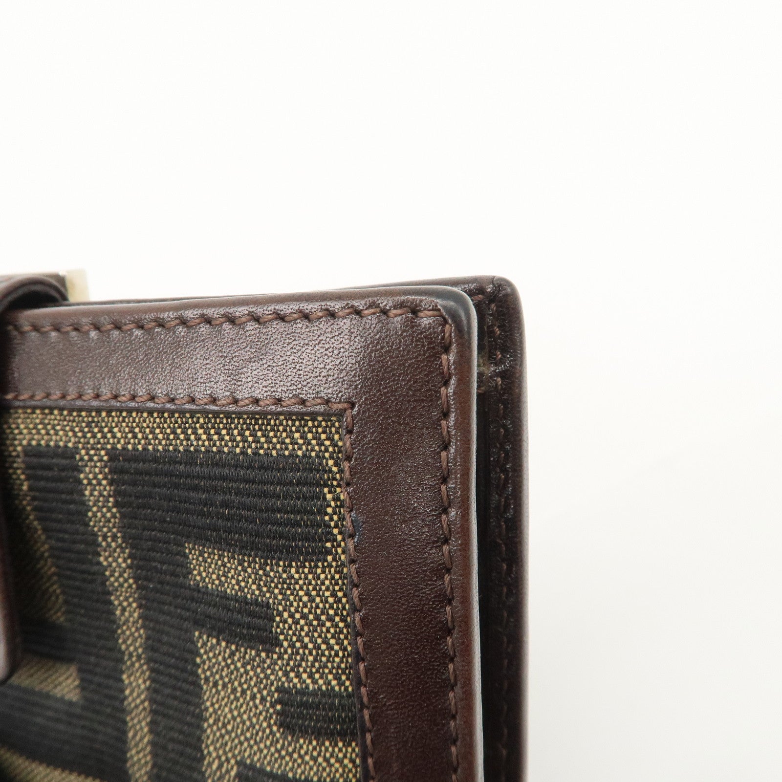 FENDI Zucca Canvas Leather Bi-Fold Compact Wallet Beige Brown 01692 Used