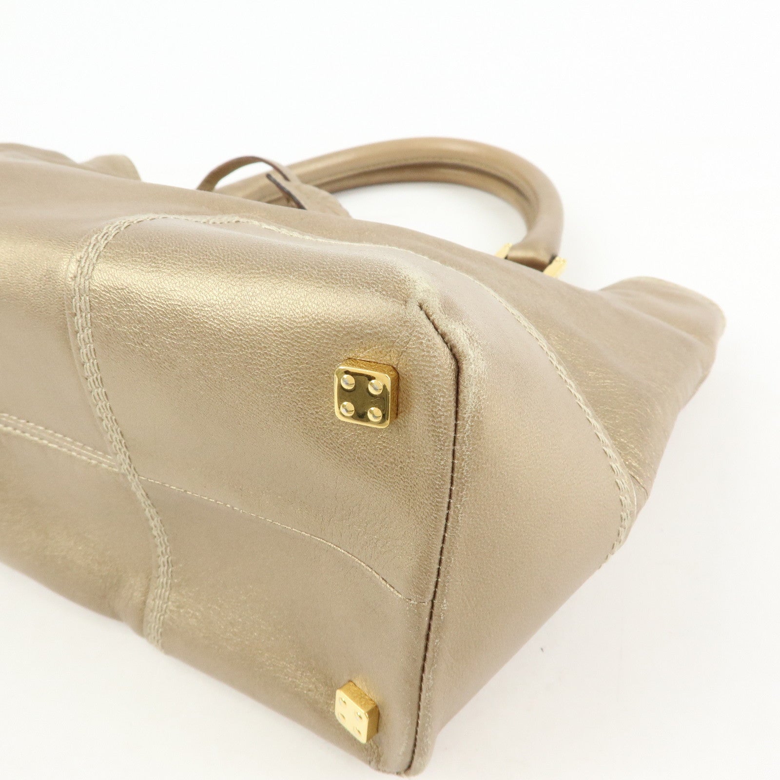 LOEWE Anagram Nappa Leather Tote Bag Hand Bag Gold