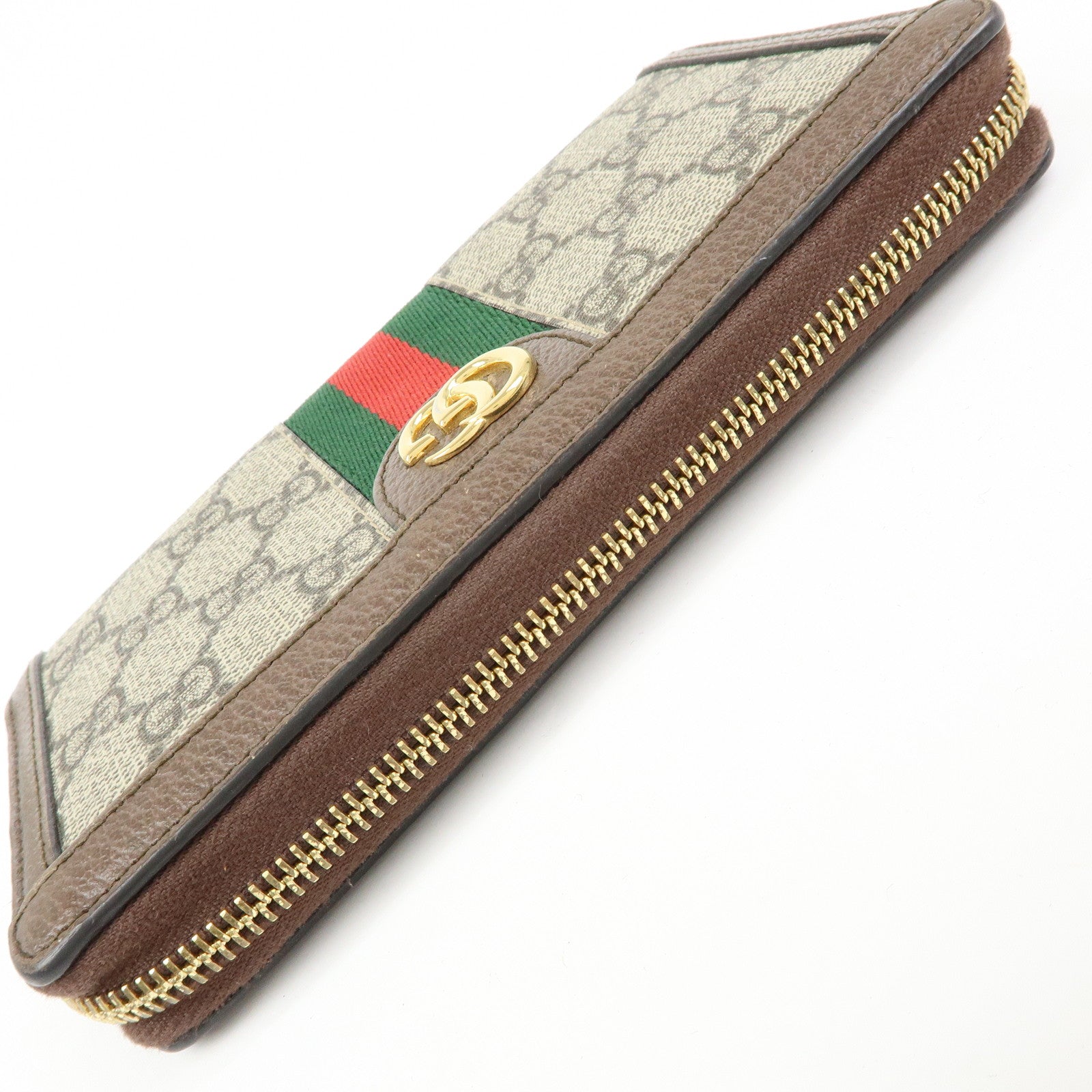 GUCCI Ophidia Sherry GG Supreme Leather Round Zippy Wallet 523154