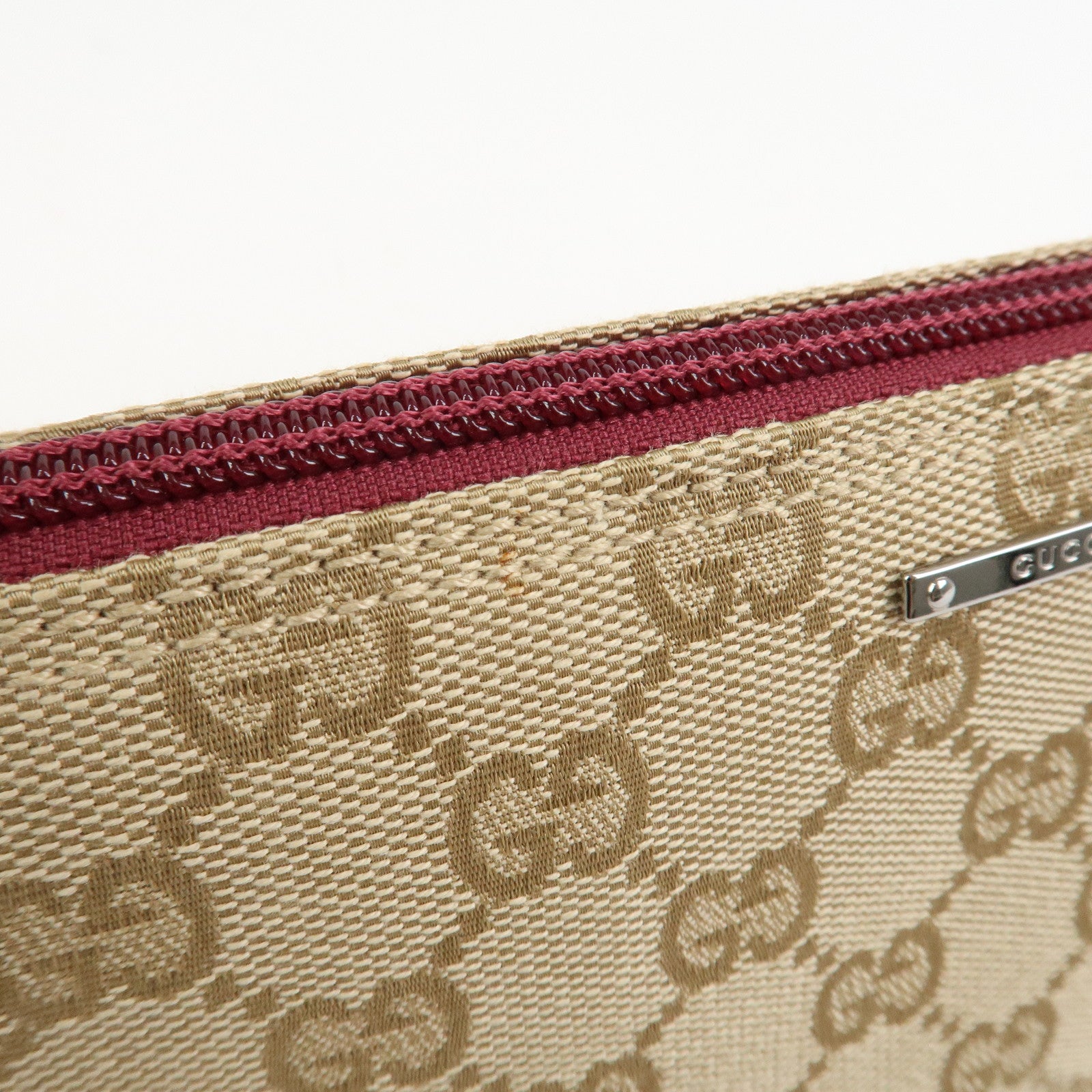 GUCCI Boat Bag GG Canvas Leather Hand Bag Light Brown 07198