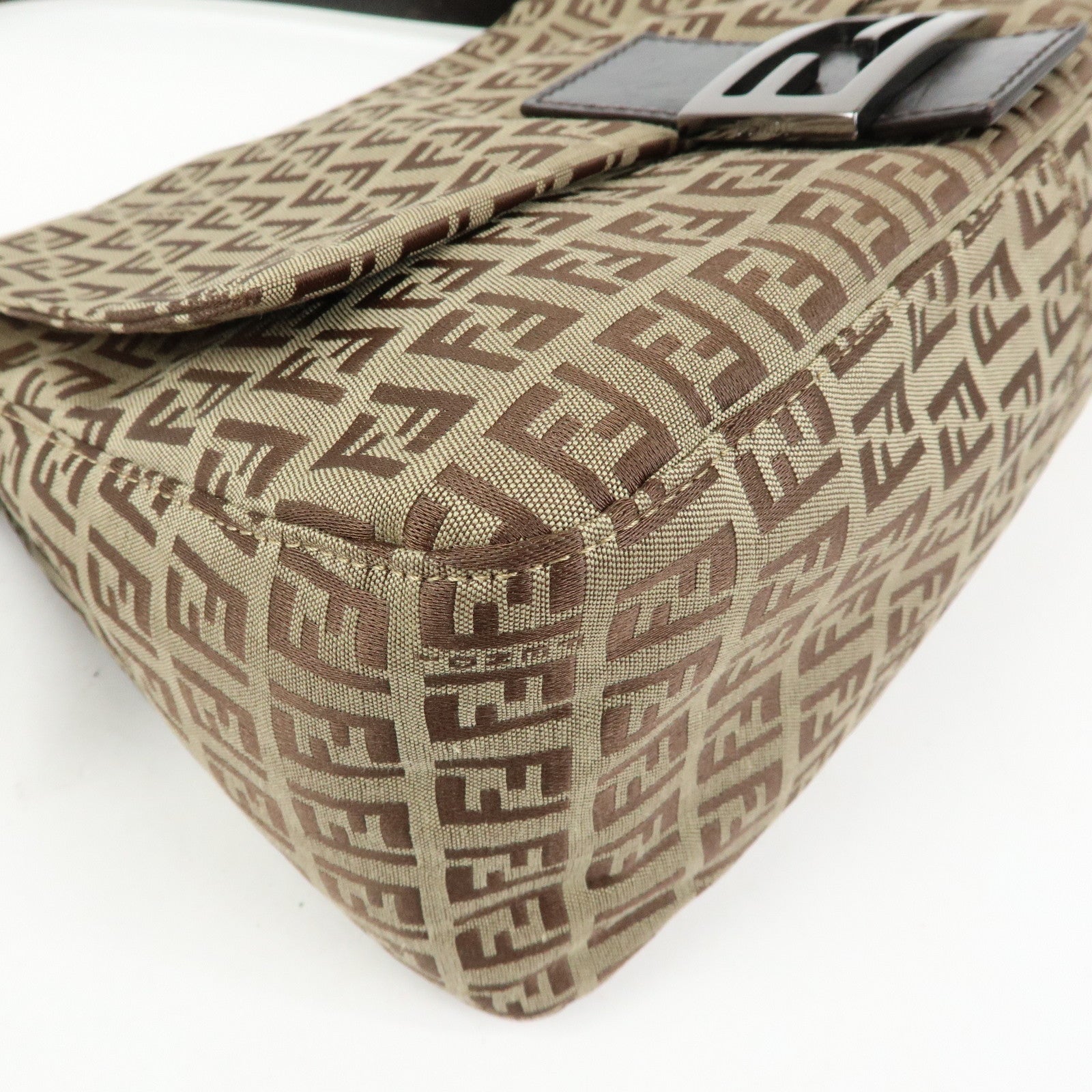 FENDI Zucchino Mamma Baguette Nylon Leather Shoulder Bag 8BR001