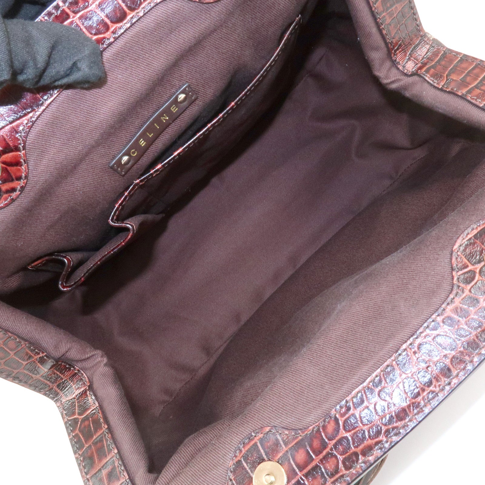 CELINE Macadam Canvas Emboss Leather Shoulder bag Dark Brown