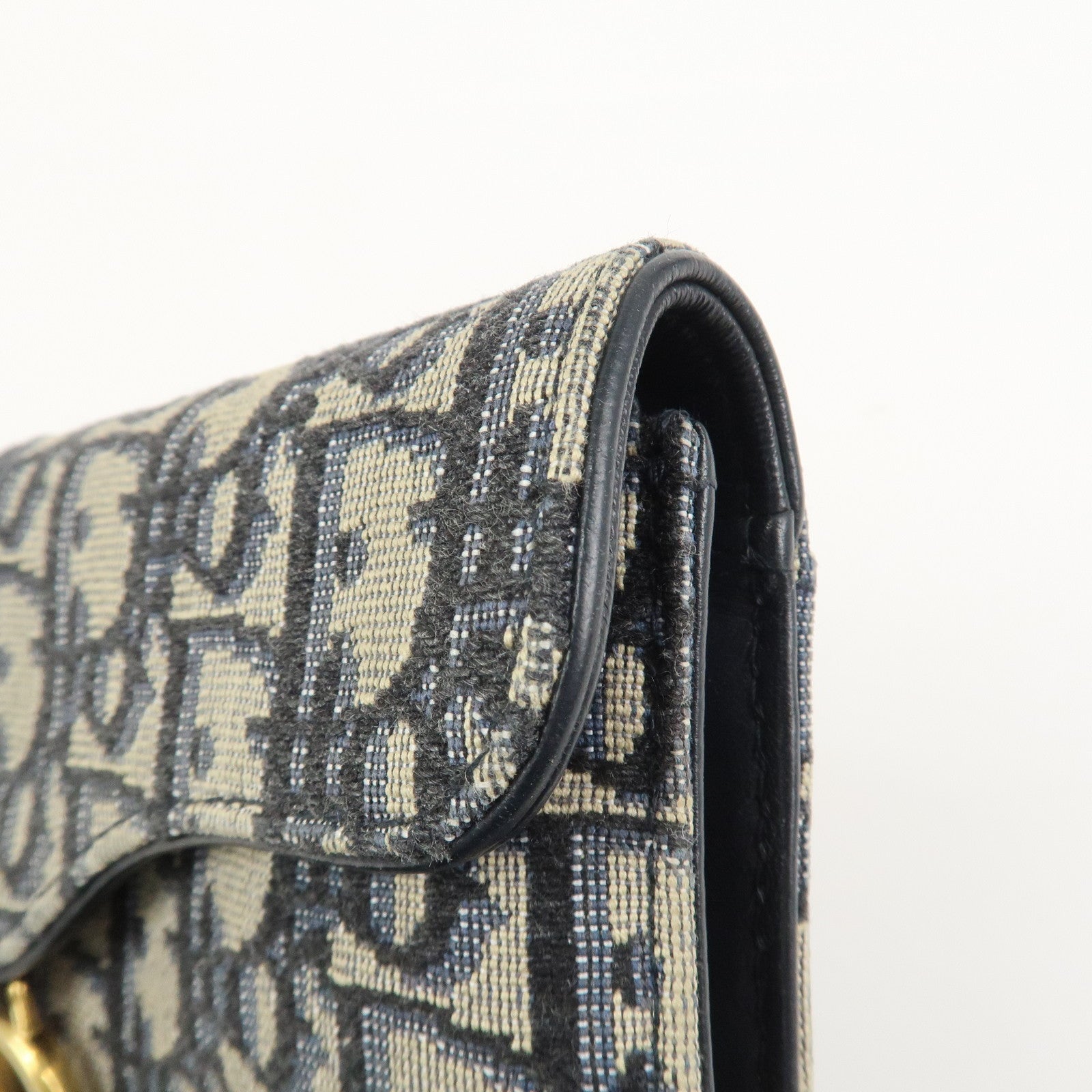 Christian Dior Trotter JacguardCanvas Leather Saddle Trifold Wallet