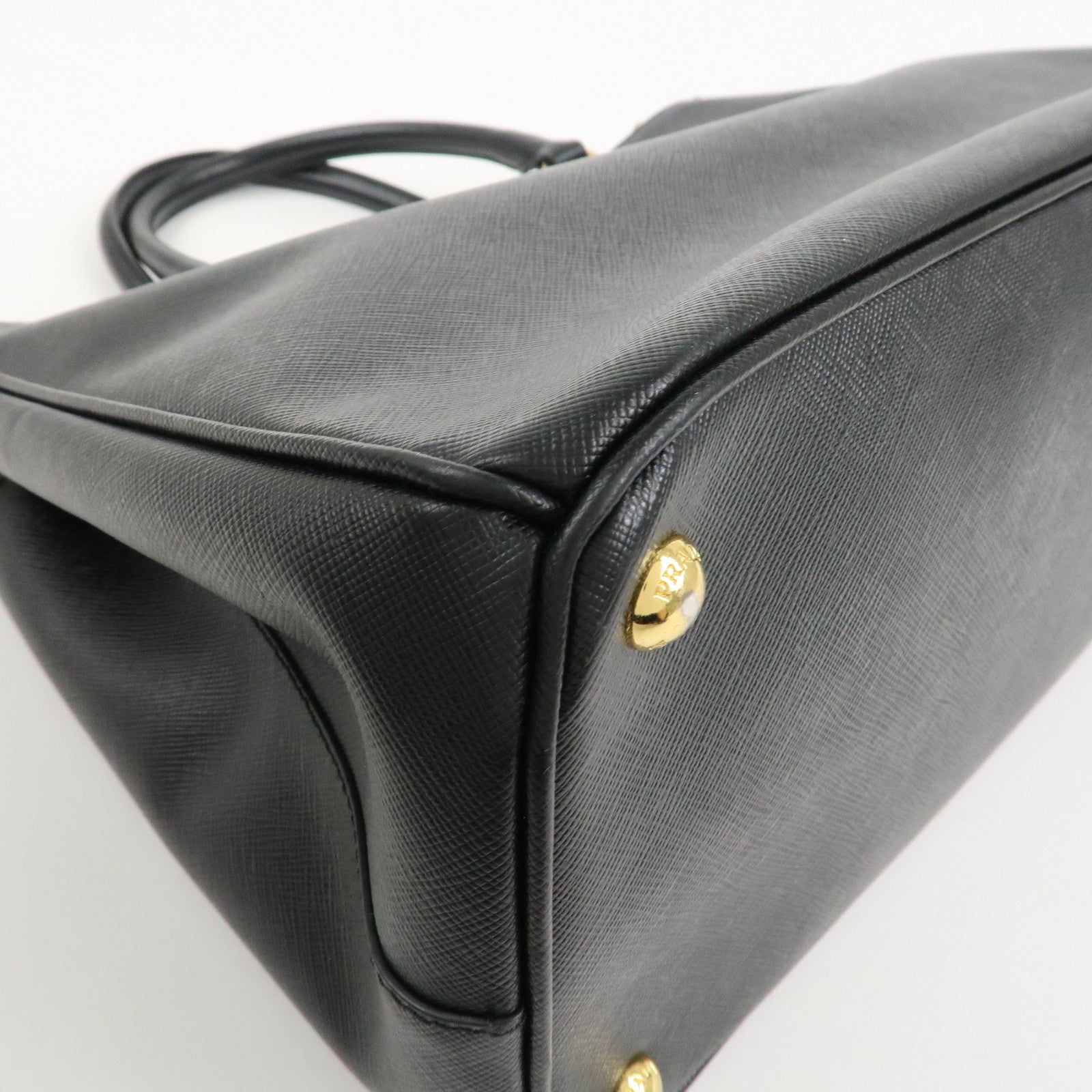 PRADA Triangle Logo Galleria Saffiano Leather 2Way Bag Black 1BA274