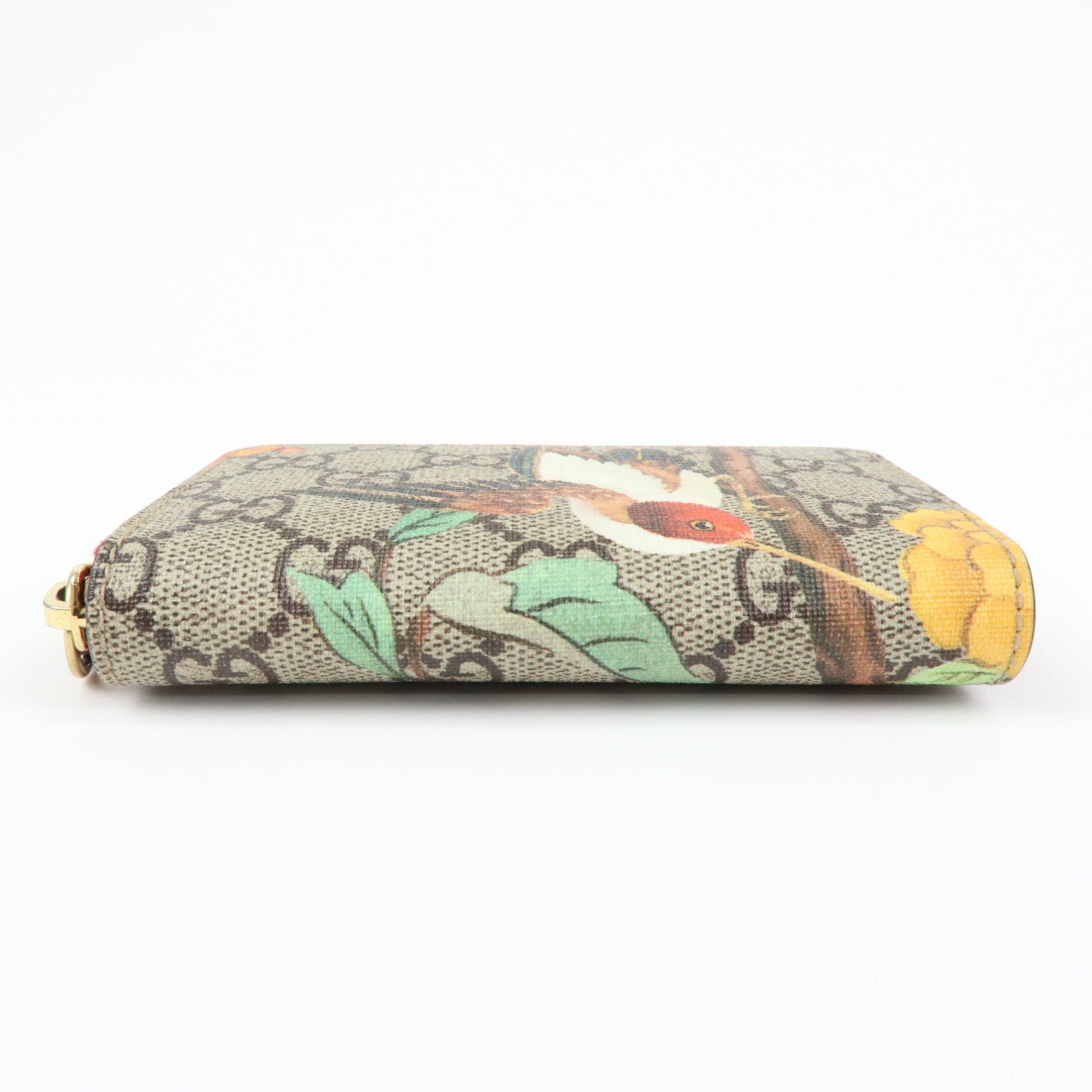GUCCI Tian GG Supreme Leather Zippy Around Card Case Beige 424897