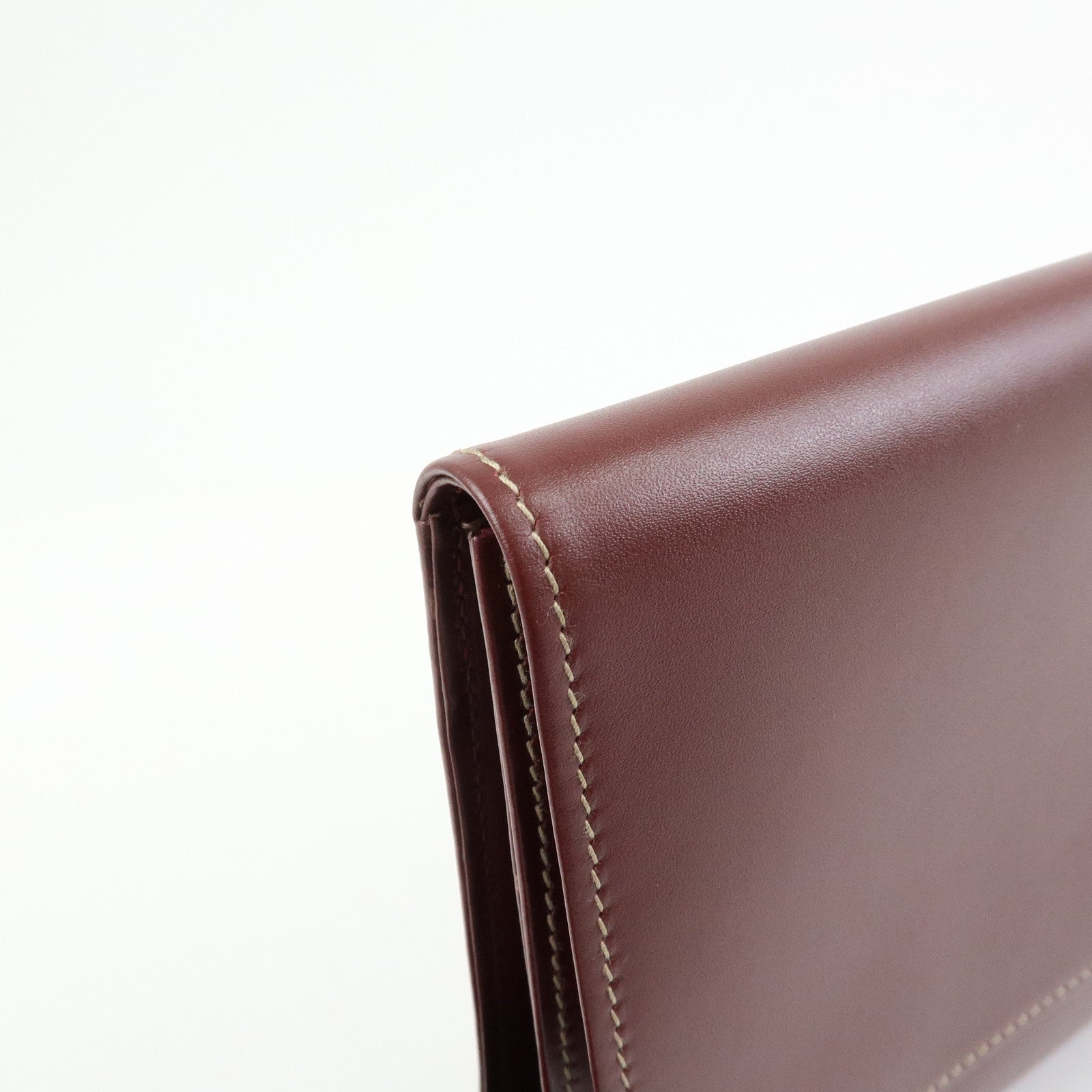 Cartier Must de Cartier Leather Clutch Bag Flat Pouch Bordeaux