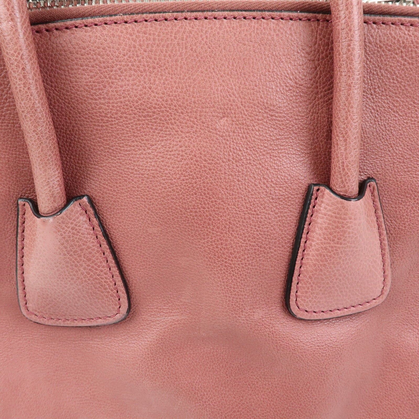 PRADA Triangle Logo Leather 2Way Bag Hand Bag Shoulder Bag Pink