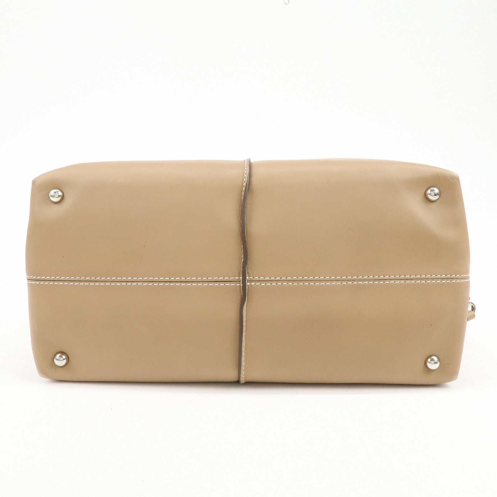 TOD'S D-Cube Leather 2Way Bag Hand Bag Shoulder Bag Beige