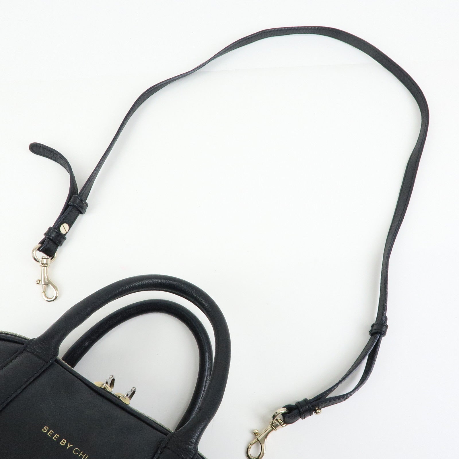 Chloe See By Chloe Leather 2Way Bag Shoulder Bag Hand Bag Black