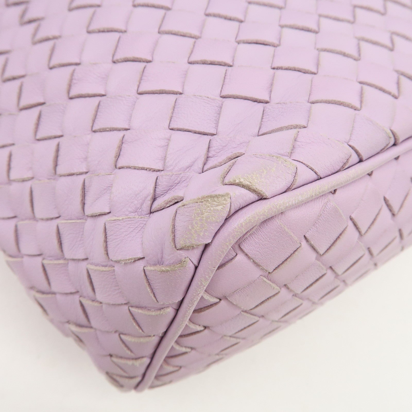 BOTTEGA VENETA Intrecciato Leather Shoulder Bag Hand Bag Purple Used