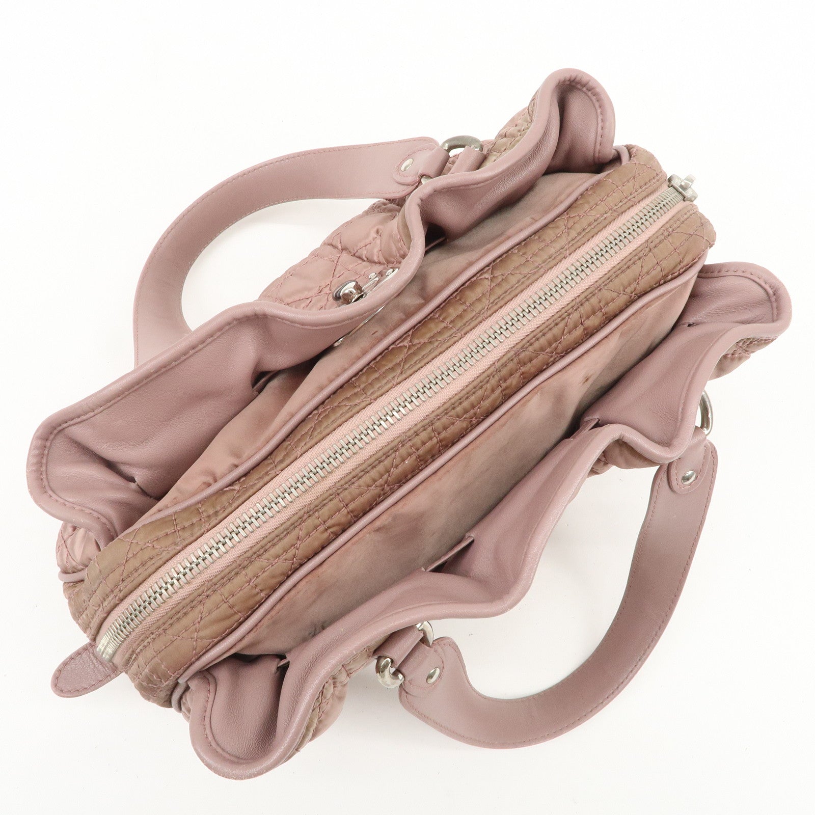 Christian Dior Canage Nylon Leather Hand Bag Pink