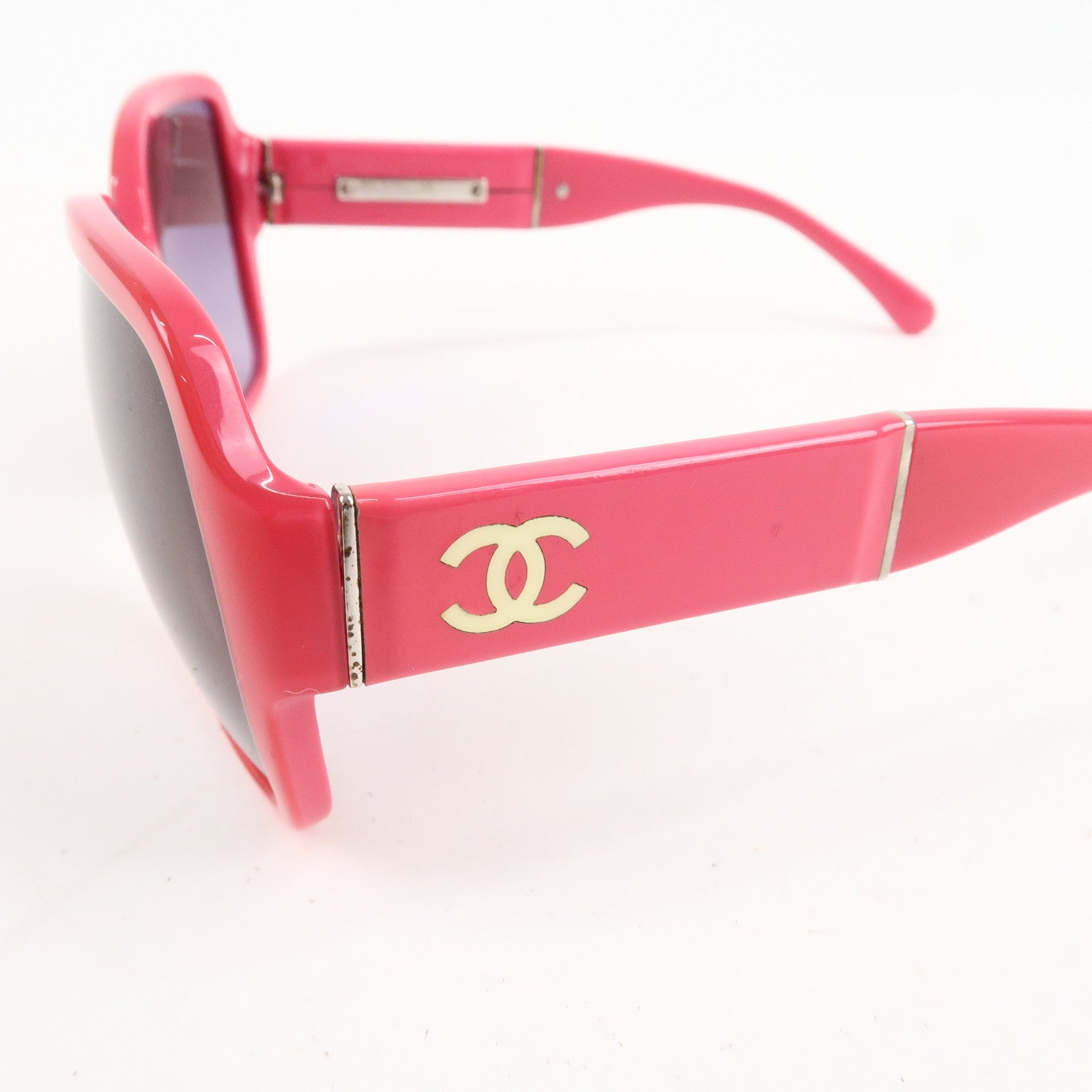 CHANEL Plastic Side COCO Mark Sunglasses Pink 1349/3P Used
