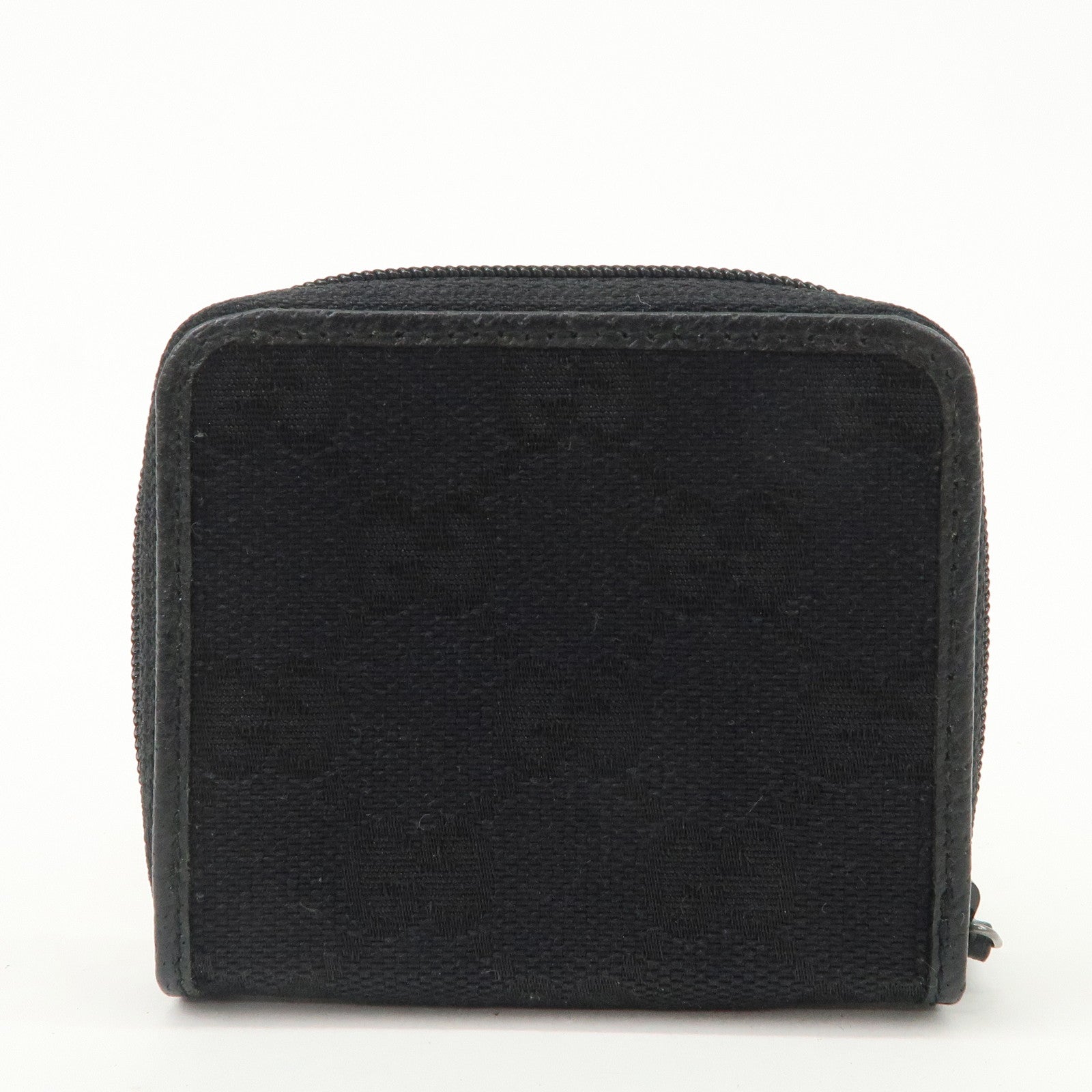GUCCI GG Canvas Leather Coin Case Coin Purse Black 115255 Used
