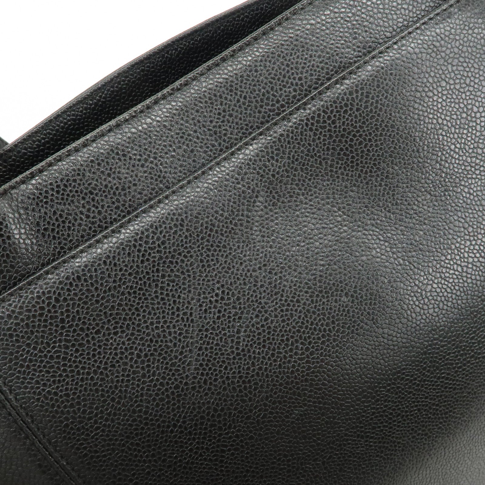 CHANEL Caviarskin Tote Bag Hand Bag Shoulder Bag Black Used