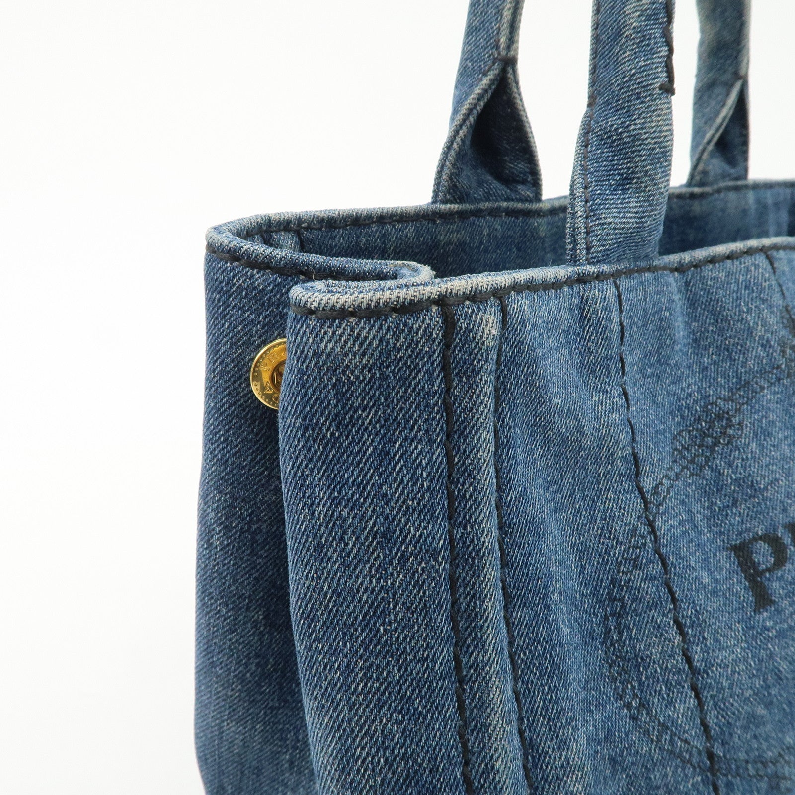 PRADA Canapa Mini Canvas Denim 2Way Shoulder Hand Bag Blue B2439G