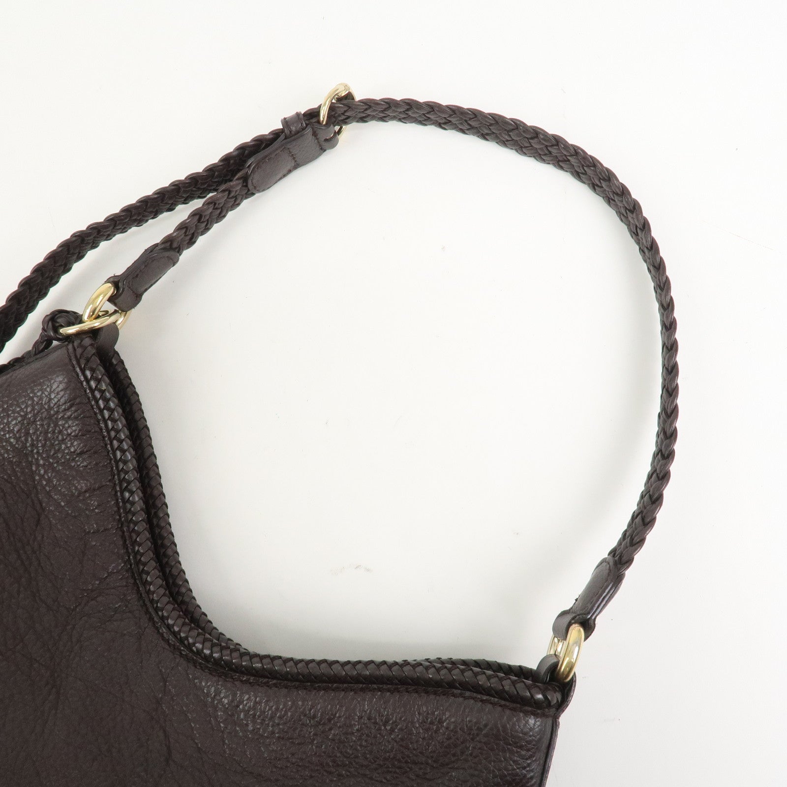 GUCCI Logo Leather Shoulder Bag Tote Bag Brown 336659