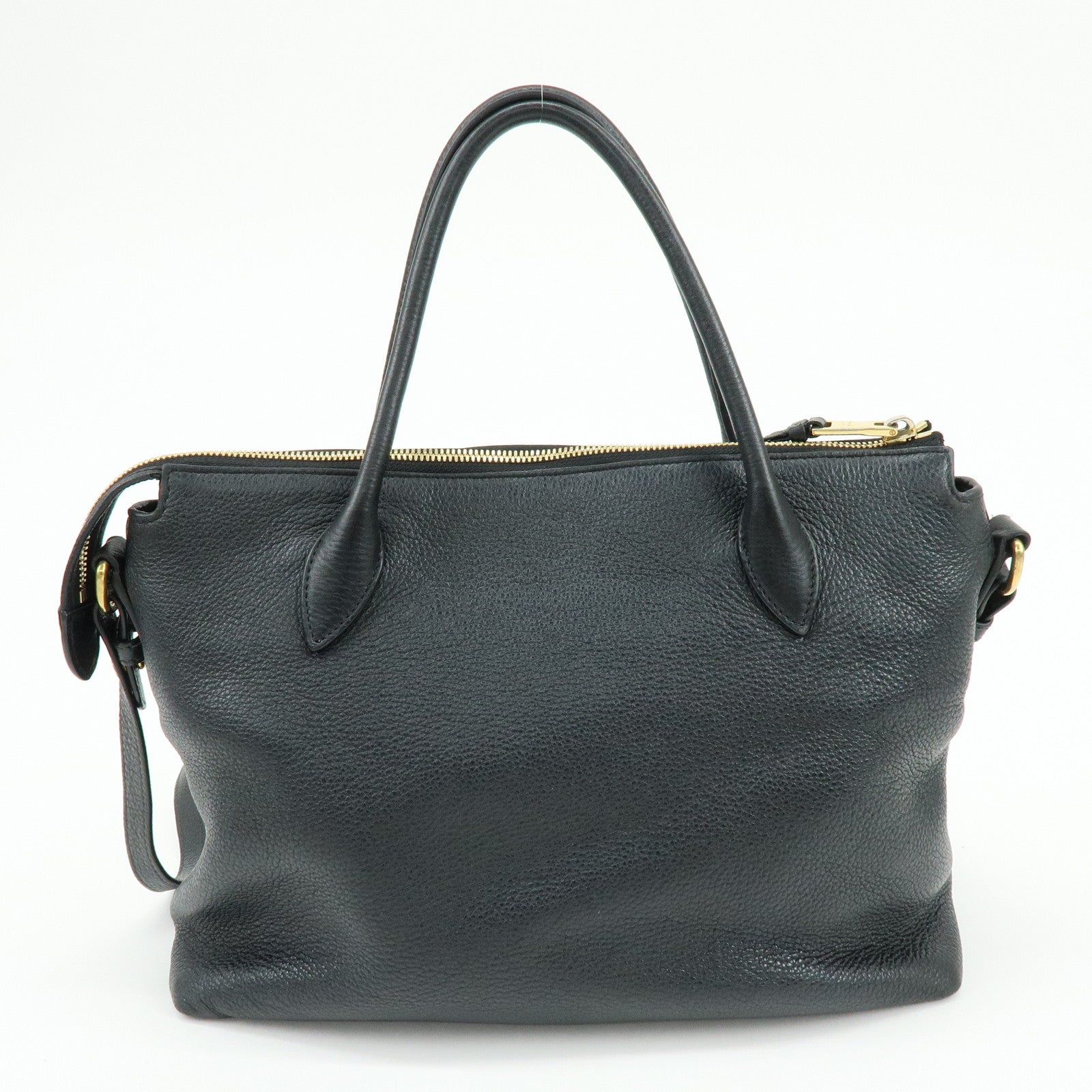 PRADA Leather 2Way Bag Hand Bag Shoulder Bag Black
