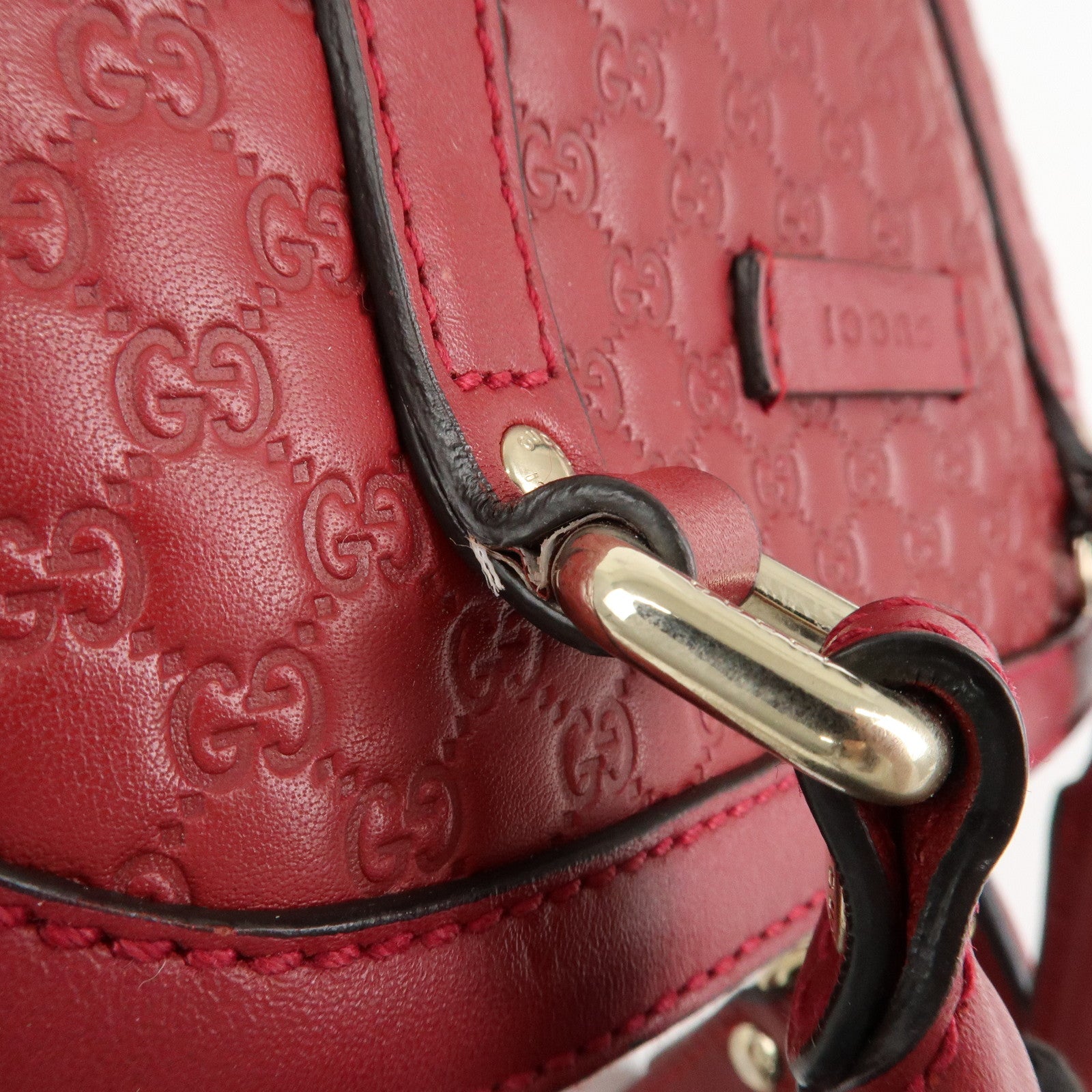 GUCCI Micro Guccissima Leather 2Way Hand Shoulder Bag Red 449654 Used