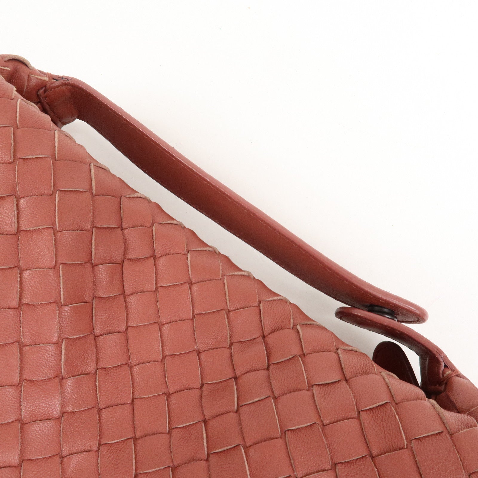 BOTTEGA VENETA Intrecciato Leather Shoulder Bag Hand Bag Red