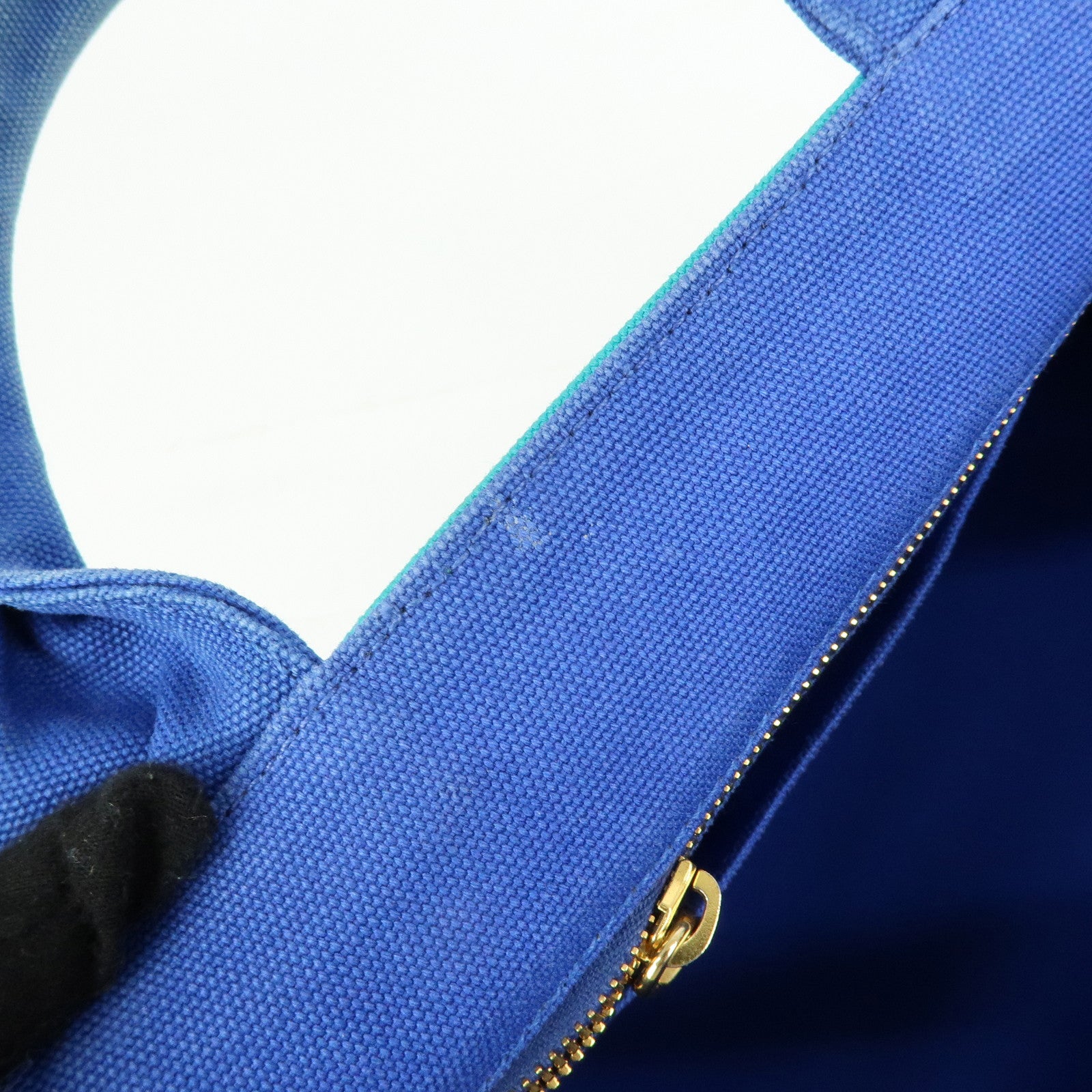 PRADA Triangle Logo Canapa Canvas 2Way Bag Tote Bag Blue BN2642