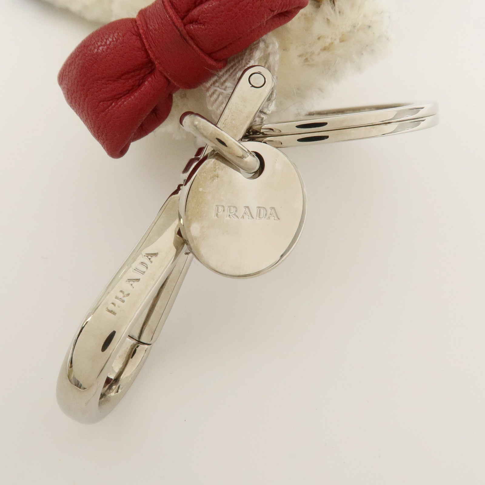 PRADA Teddy Bear Bag Key Charm Key Leopard Bijou Ivory