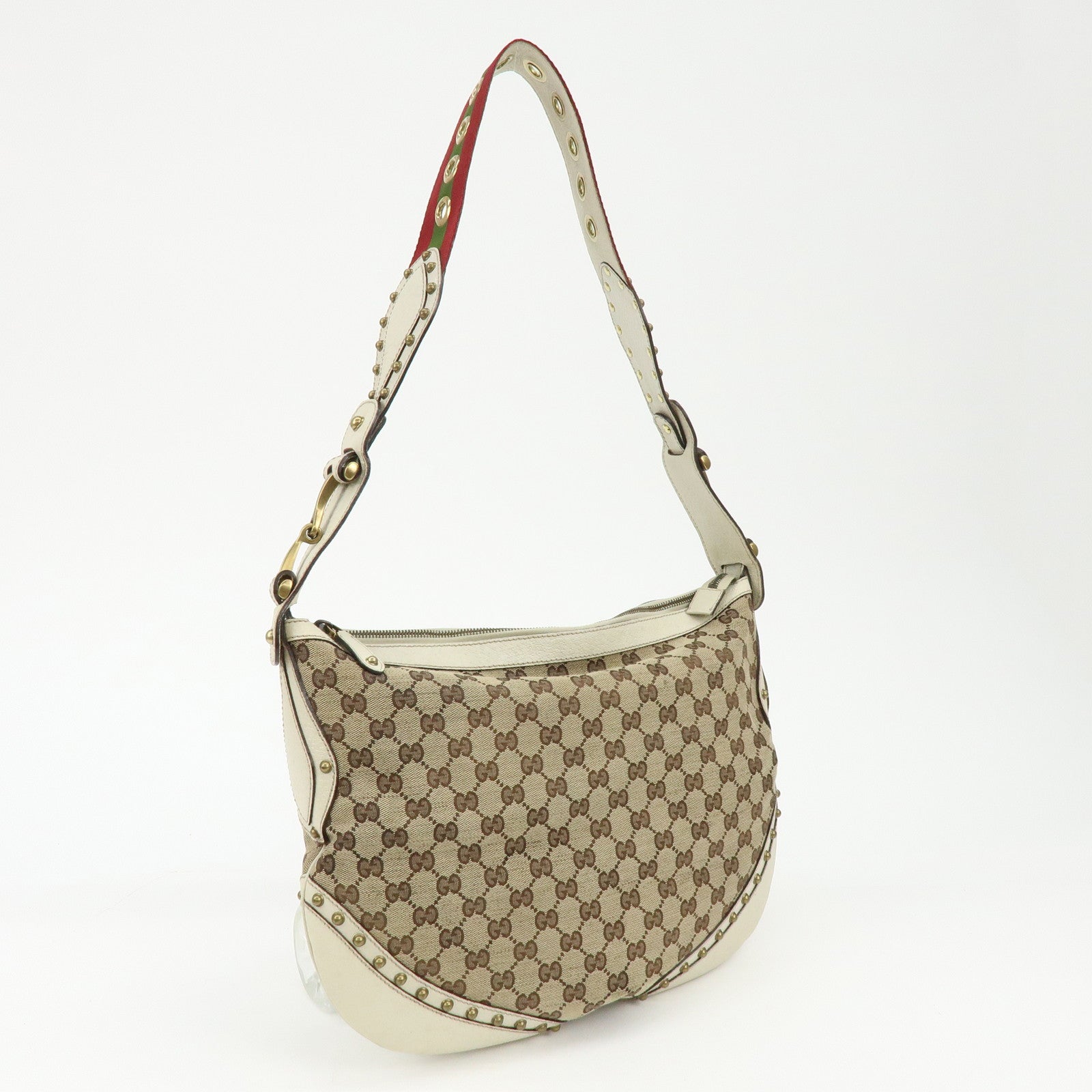 GUCCI Sherry GG Canvas Leather Shoulder Bag Beige Ivory 144011