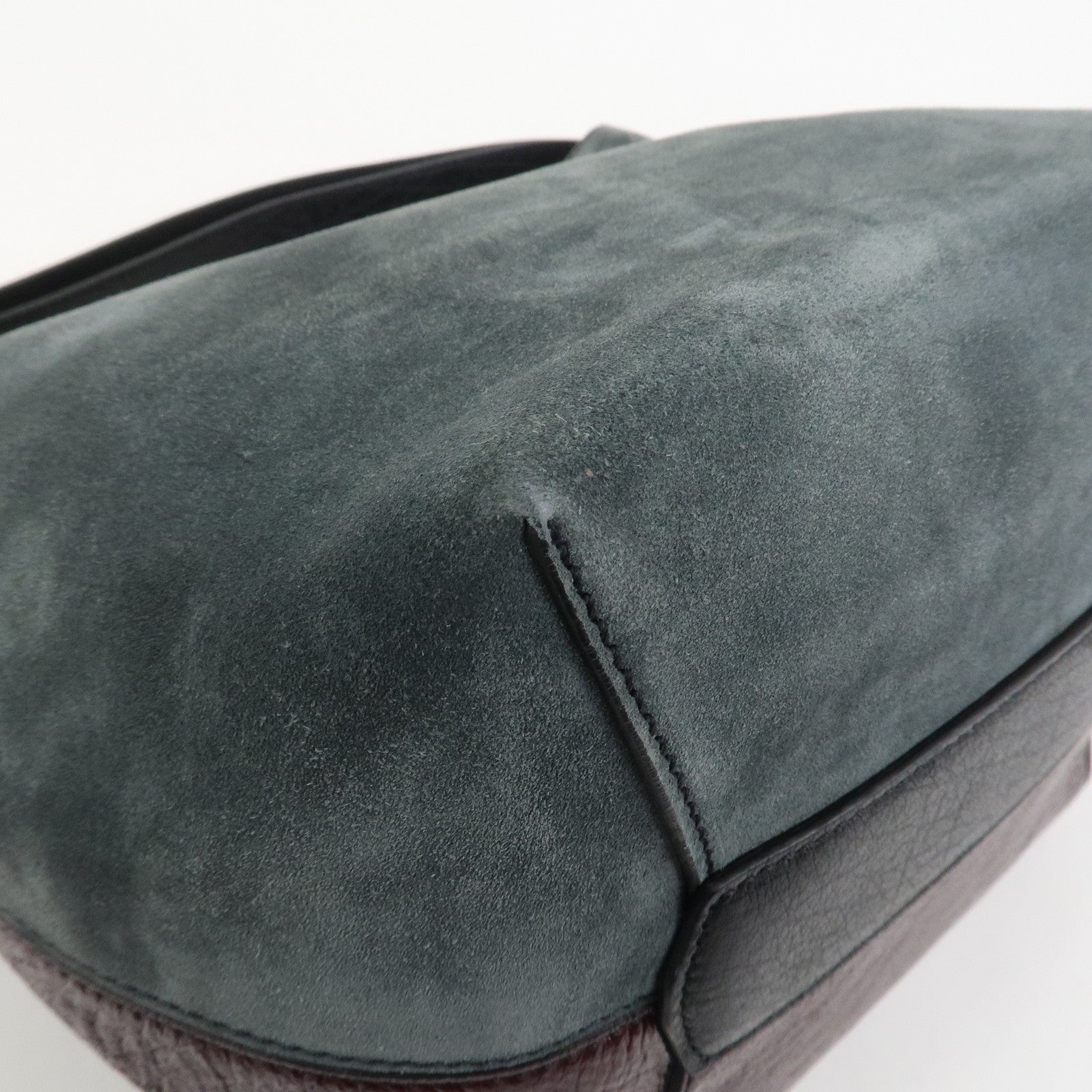 GIVENCHY Suede Leather Hand Bag Shoulder Bag Gray Bordeaux Black