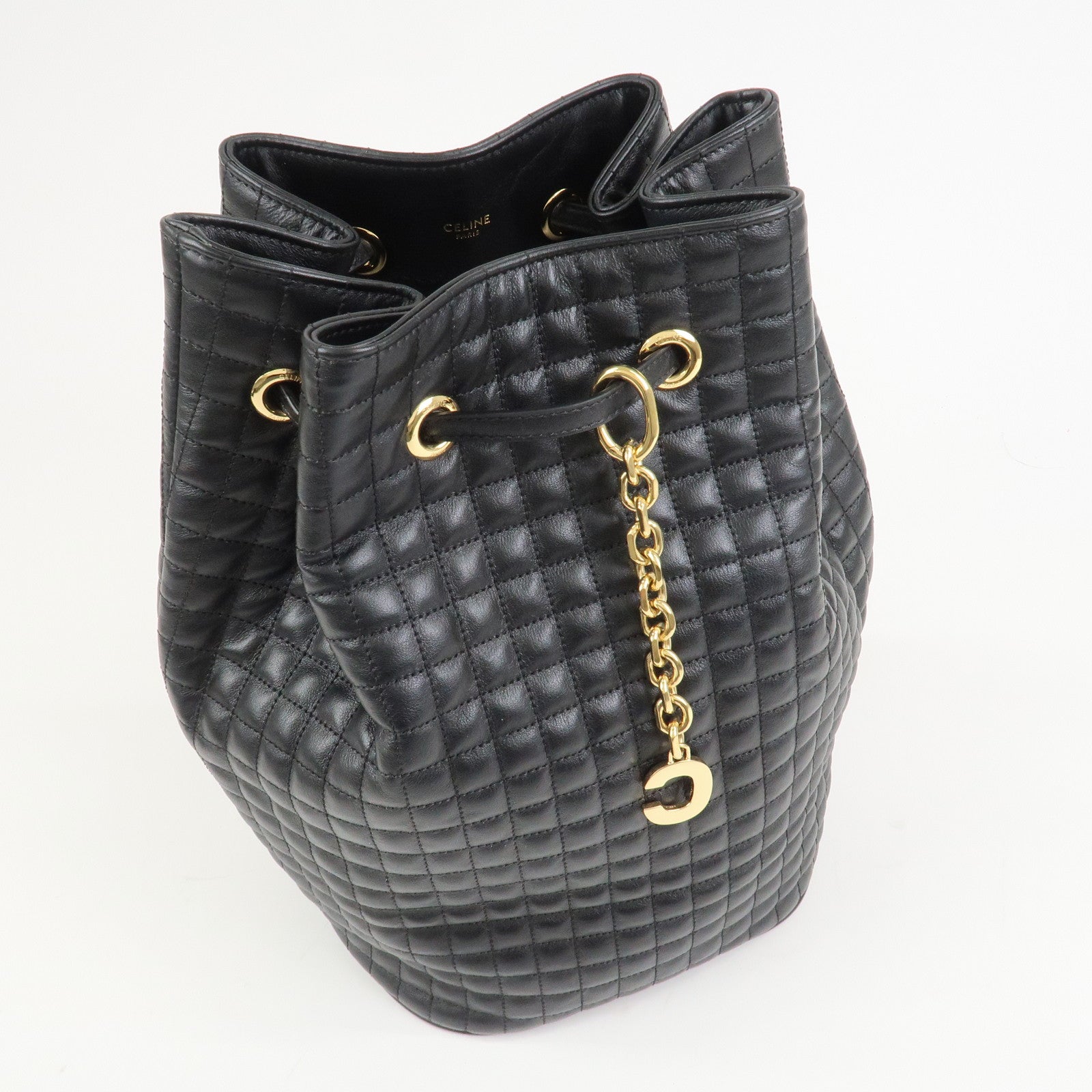 CELINE Quilted Leather Backpack Rucksack Shoulder Bag Black