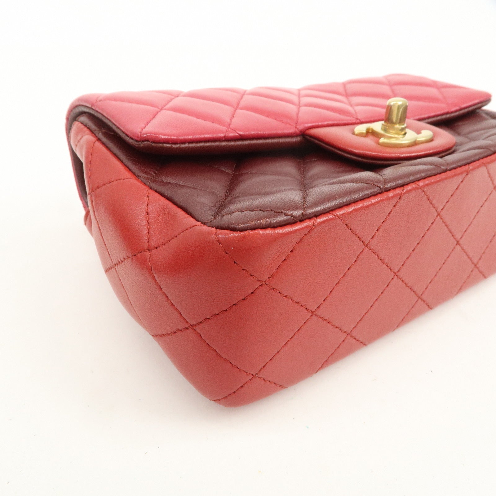 CHANEL Mini Matelasse Lamb Skin Chain Shoulder Bag Red A69900