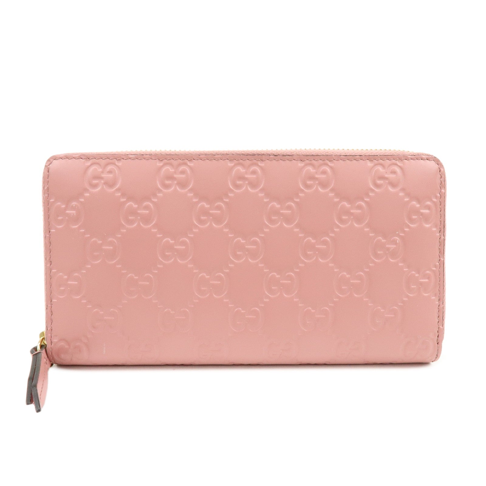GUCCI Guccissima Leather Icon Zip Around Long Wallet Pink 410102