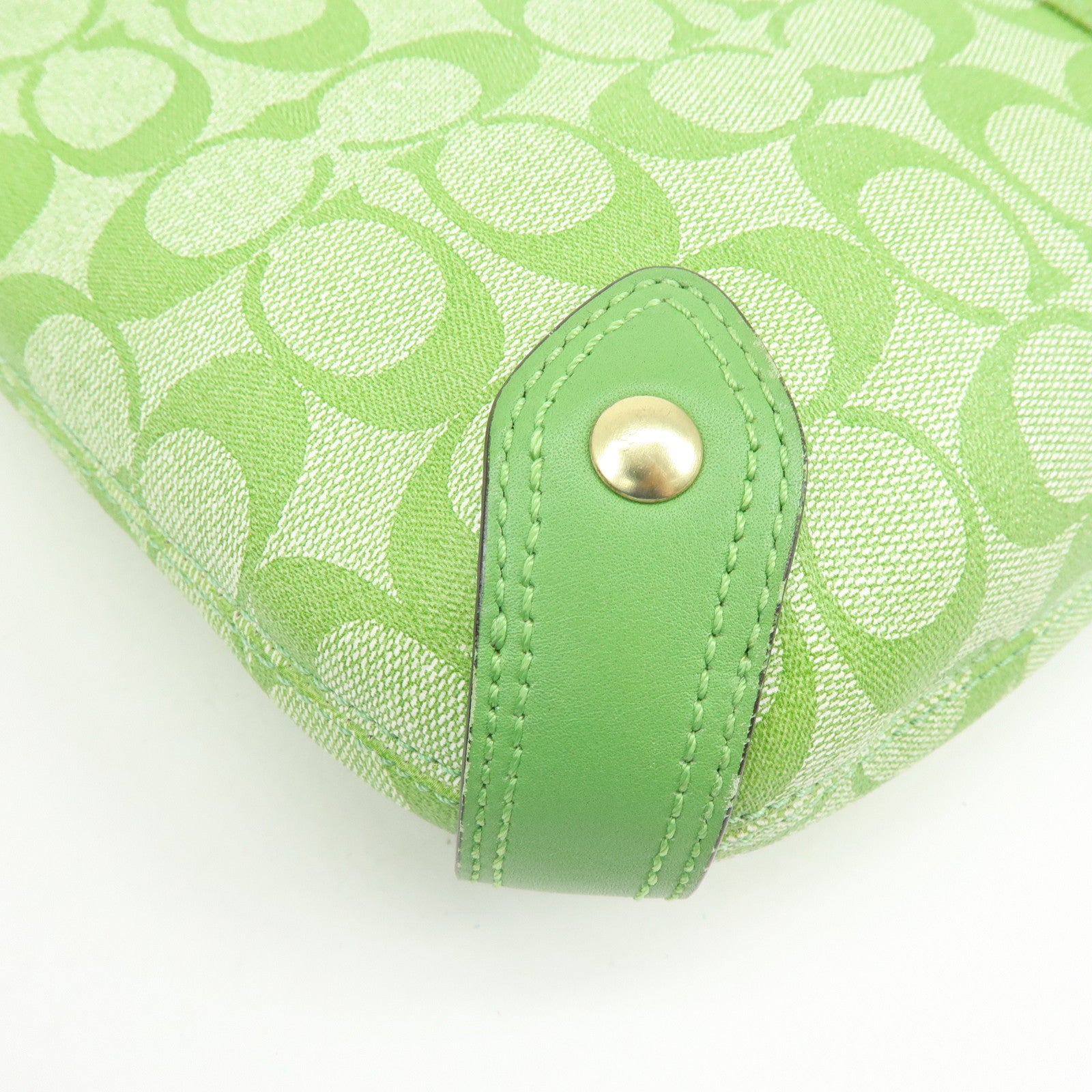 COACH Signature PVC Leather 2Way Bag Shoulder Bag Hand Bag Green