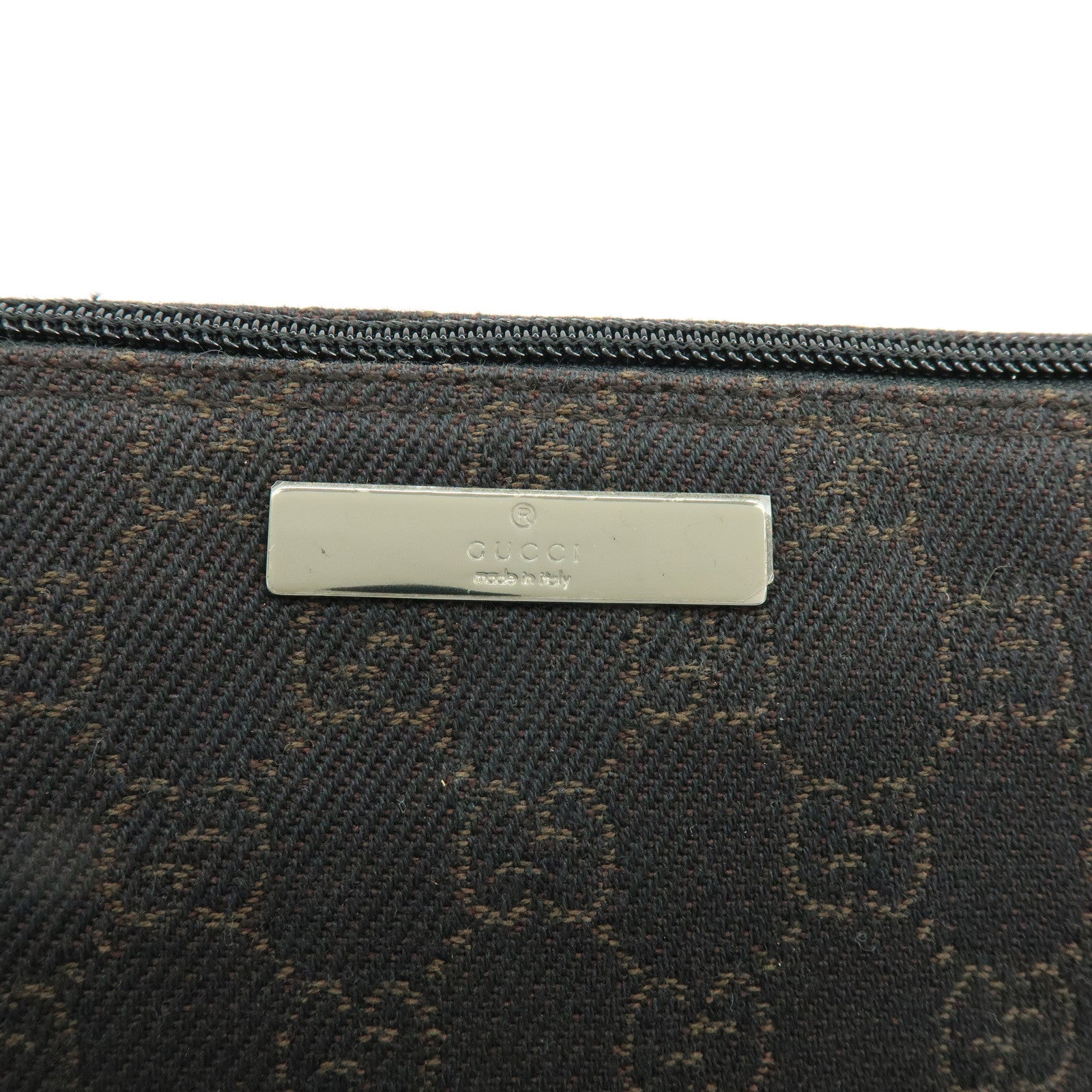 GUCCI Boat Bag GG Canvas Accessory Pouch Hand Bag Brown 07198