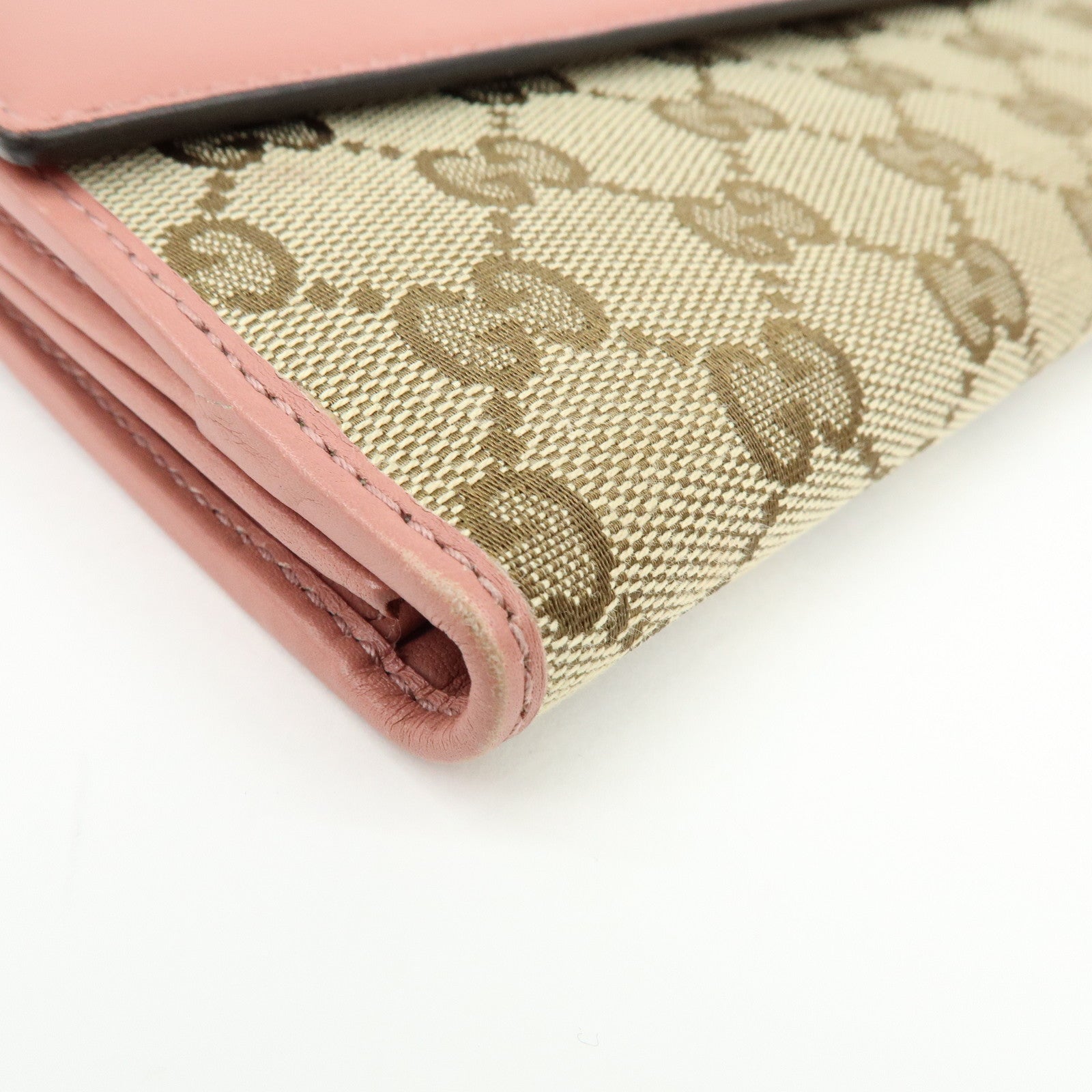 GUCCI Lovely Heart GG Canvas Leather Bi-fold Long Wallet 203550