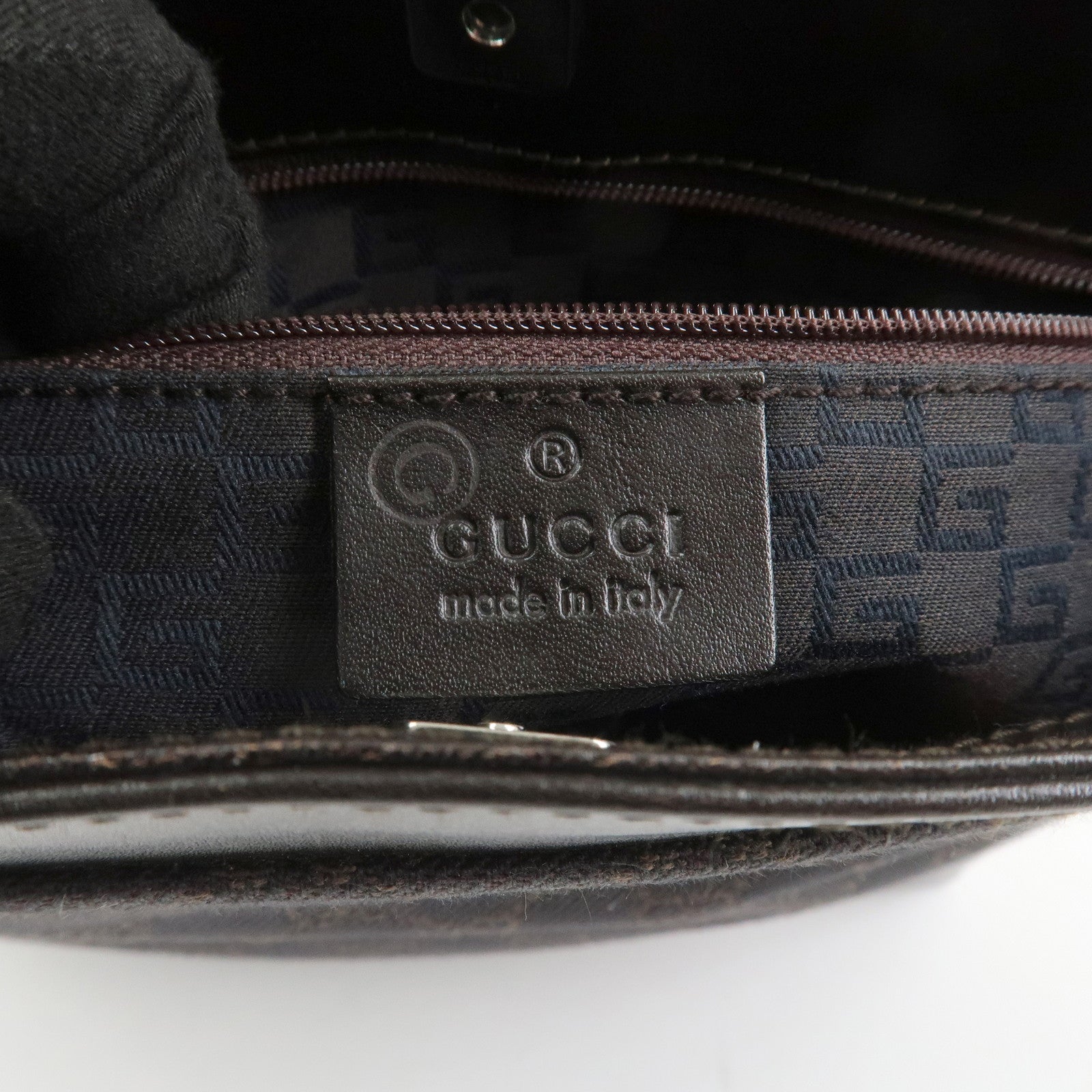 GUCCI GG Denim Leather Shoulder Bag Hand Bag Brown 143745