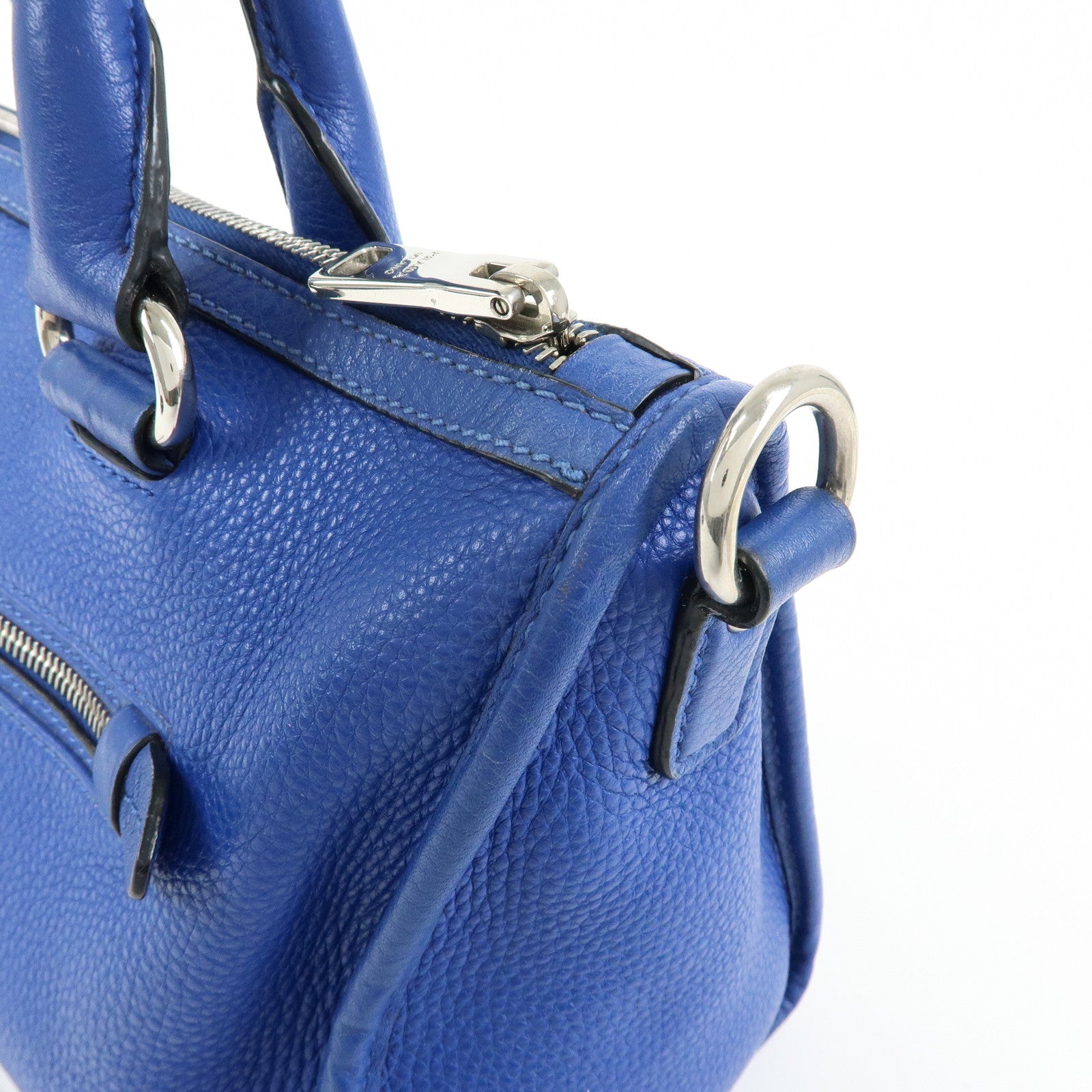 PRADA Vitello Dino Leather 2Way Bag Shoulder Bag Blue BL0805