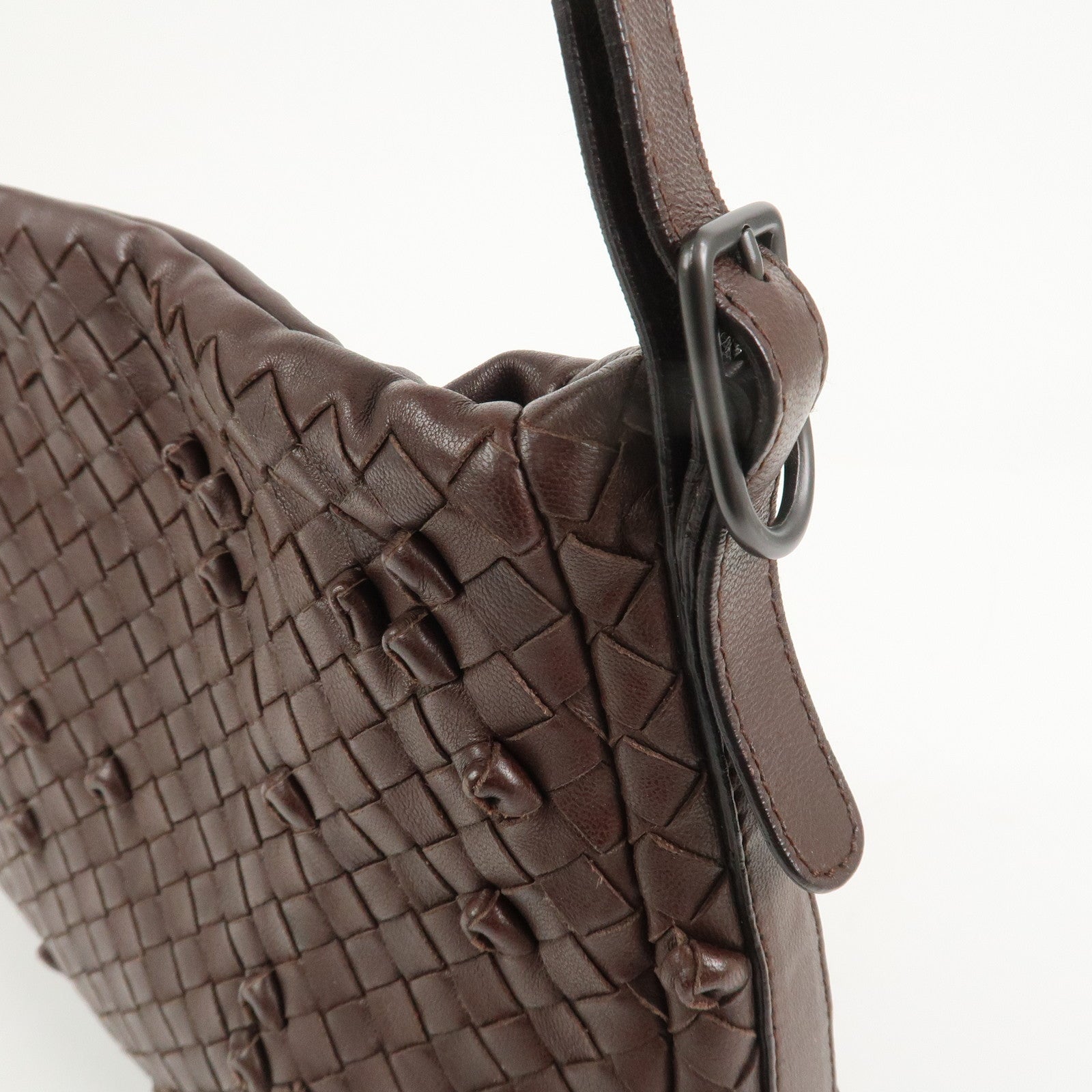 BOTTEGA VENETA Intrecciato Leather Shoulder Bag Brown 133507