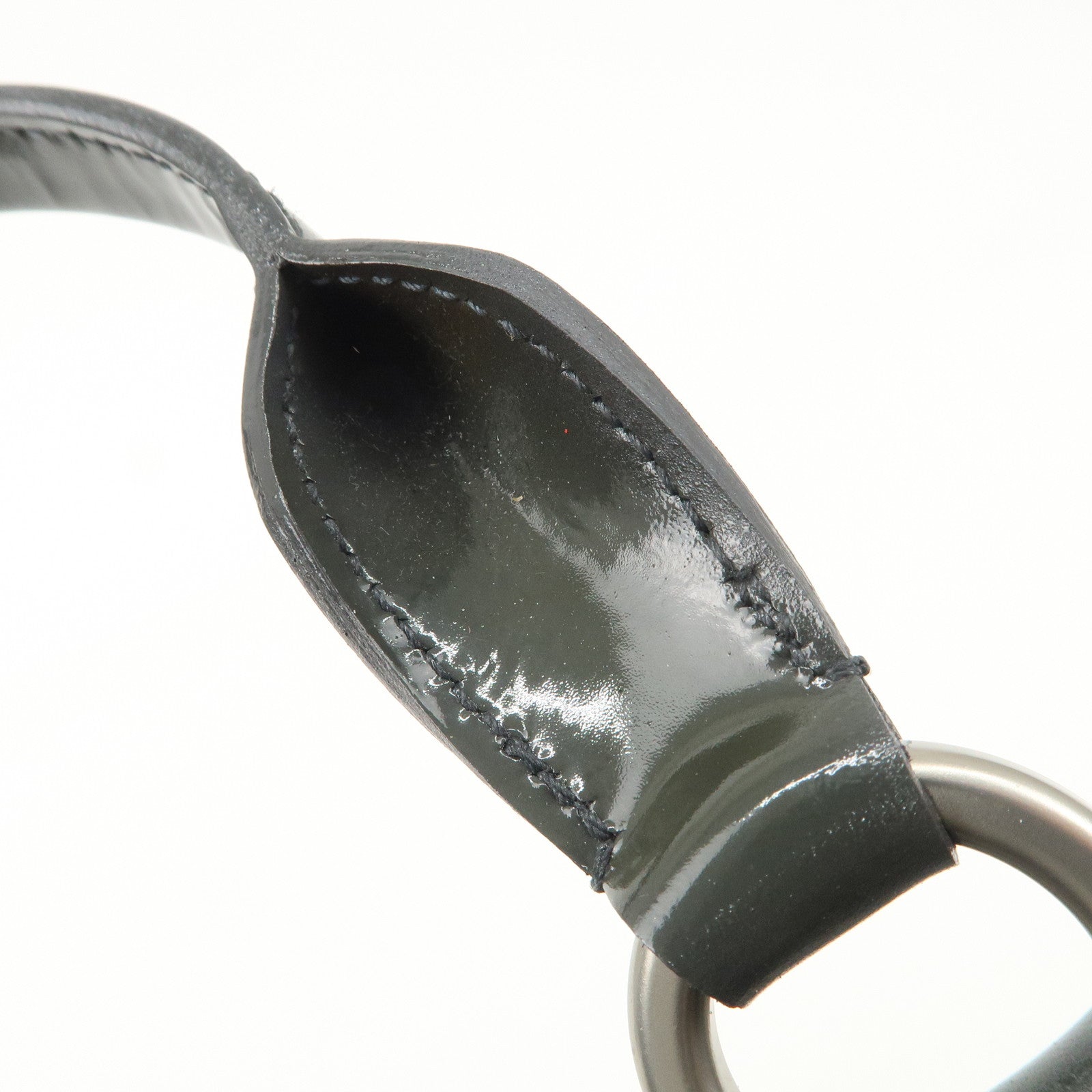 Cartier Marcello Patent Leather Tote Bag Hand Bag Khaki Used