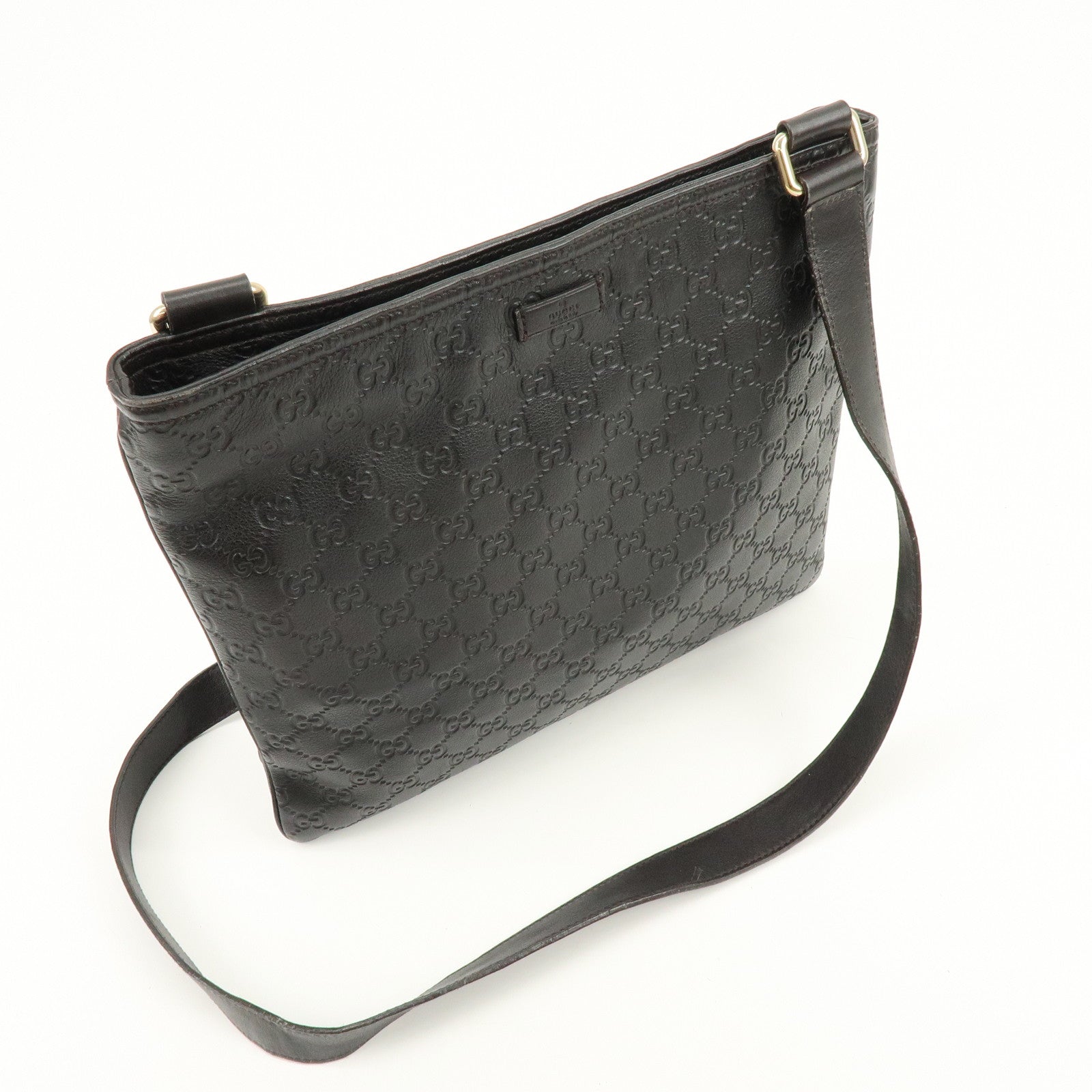 GUCCI Guccissima Leather Shoulder Bag Crossbody Bag Dark Brown