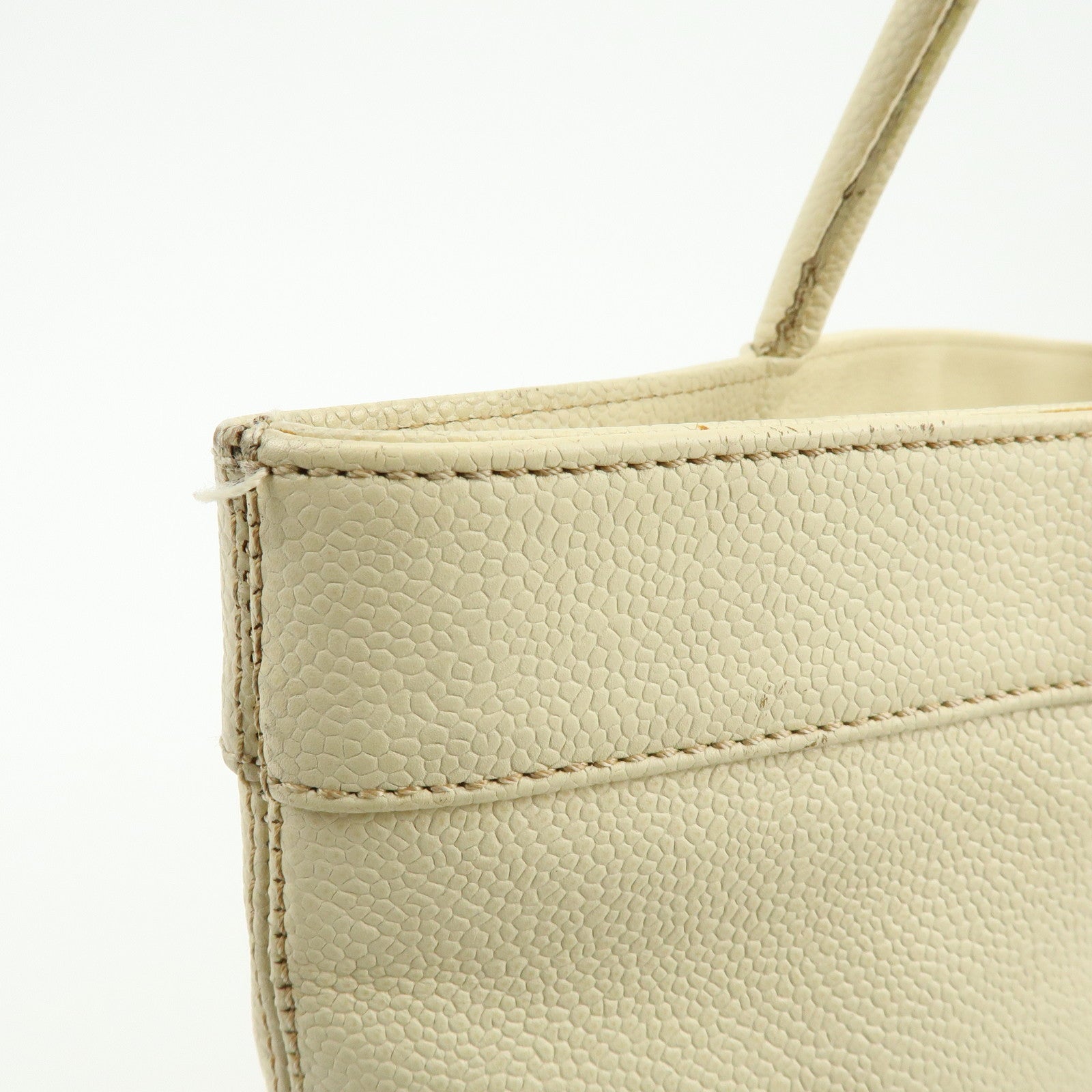 CHANEL COCO Mark Caviarskin Tote Bag Shoulder Bag Hand Bag Ivory