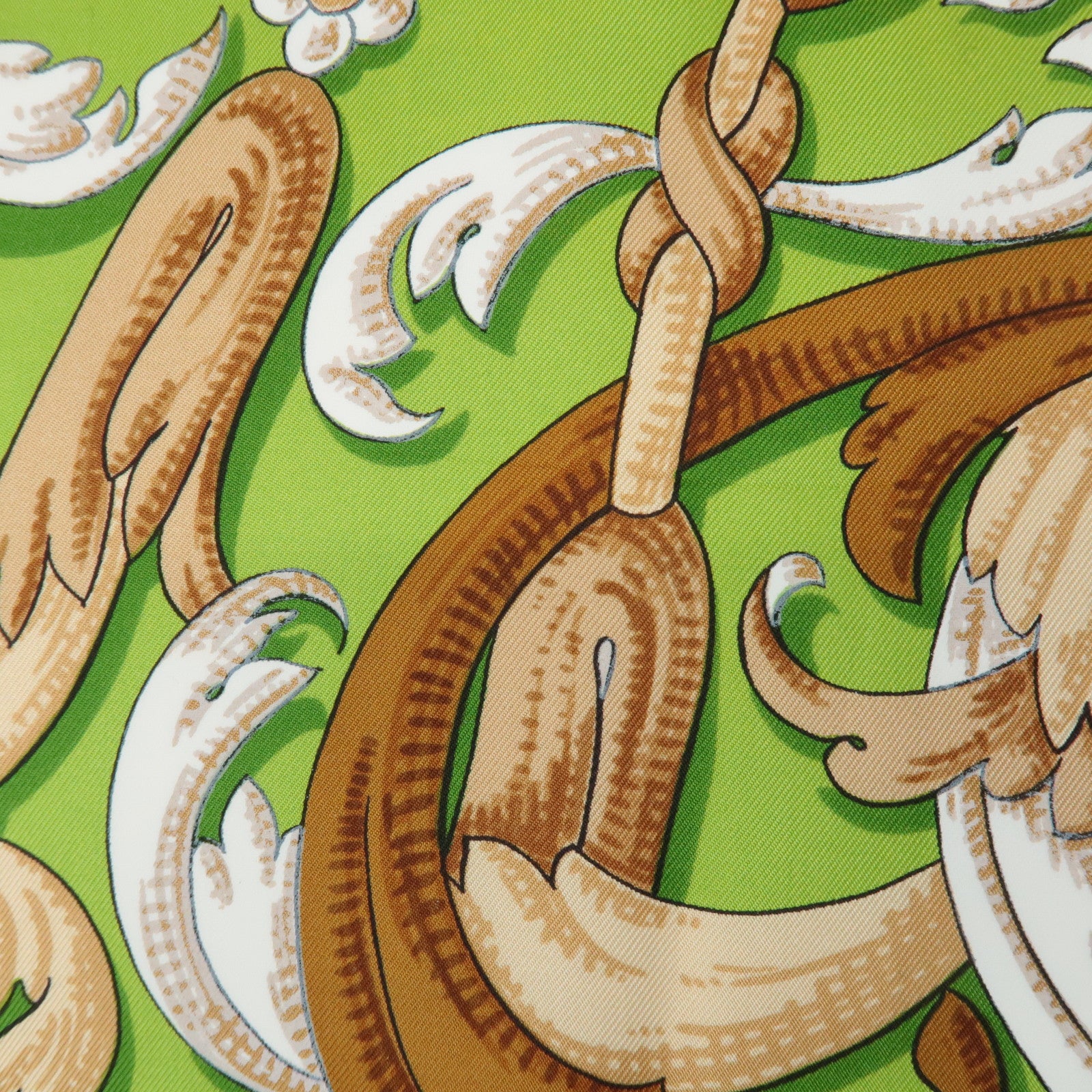 HERMES Carre 90 Silk 100% LE MORS A LA CONTETABLE Scarf Green Used