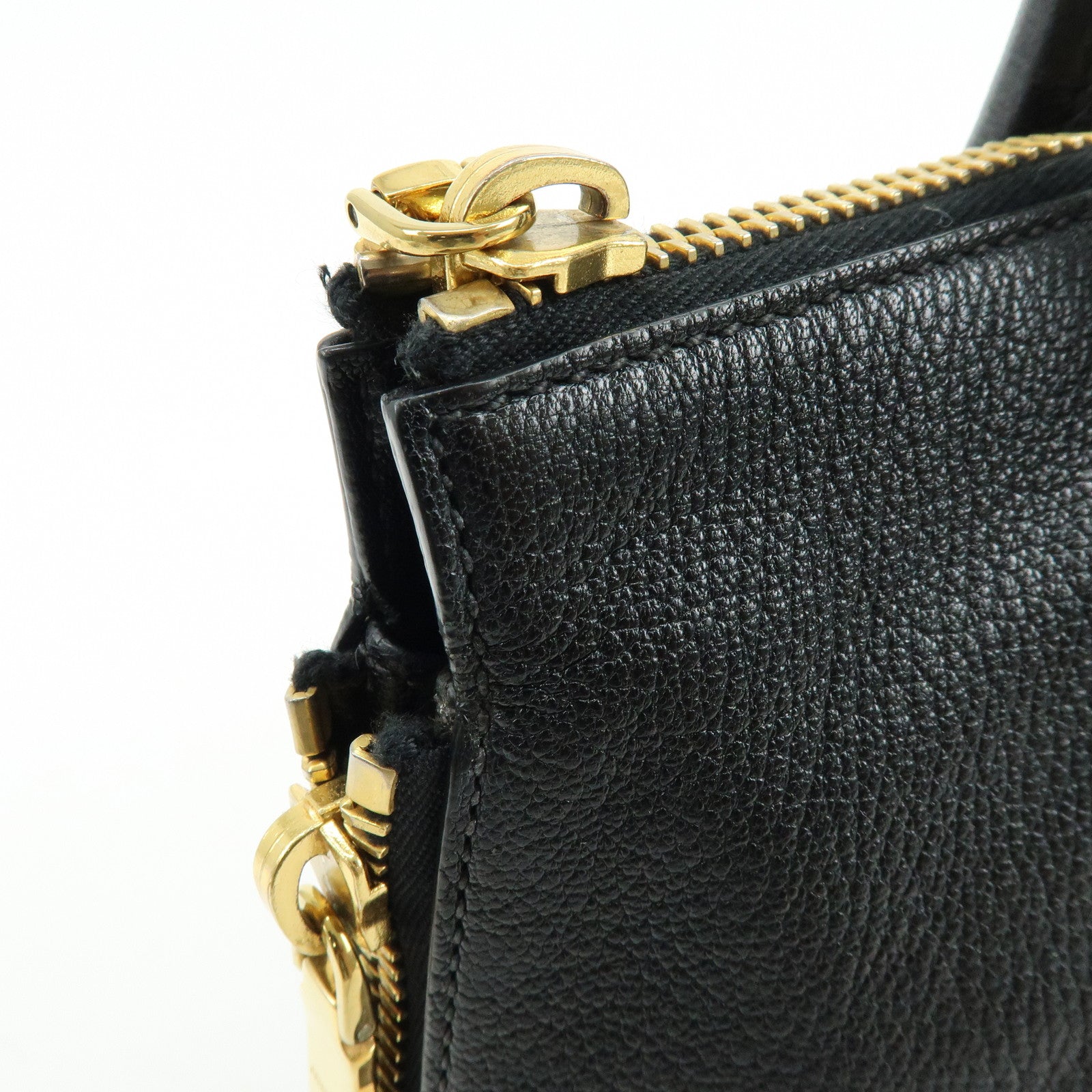 MIU MIU Leather 2Way Bag Hand Bag Shoulder Crossbody Bag Black