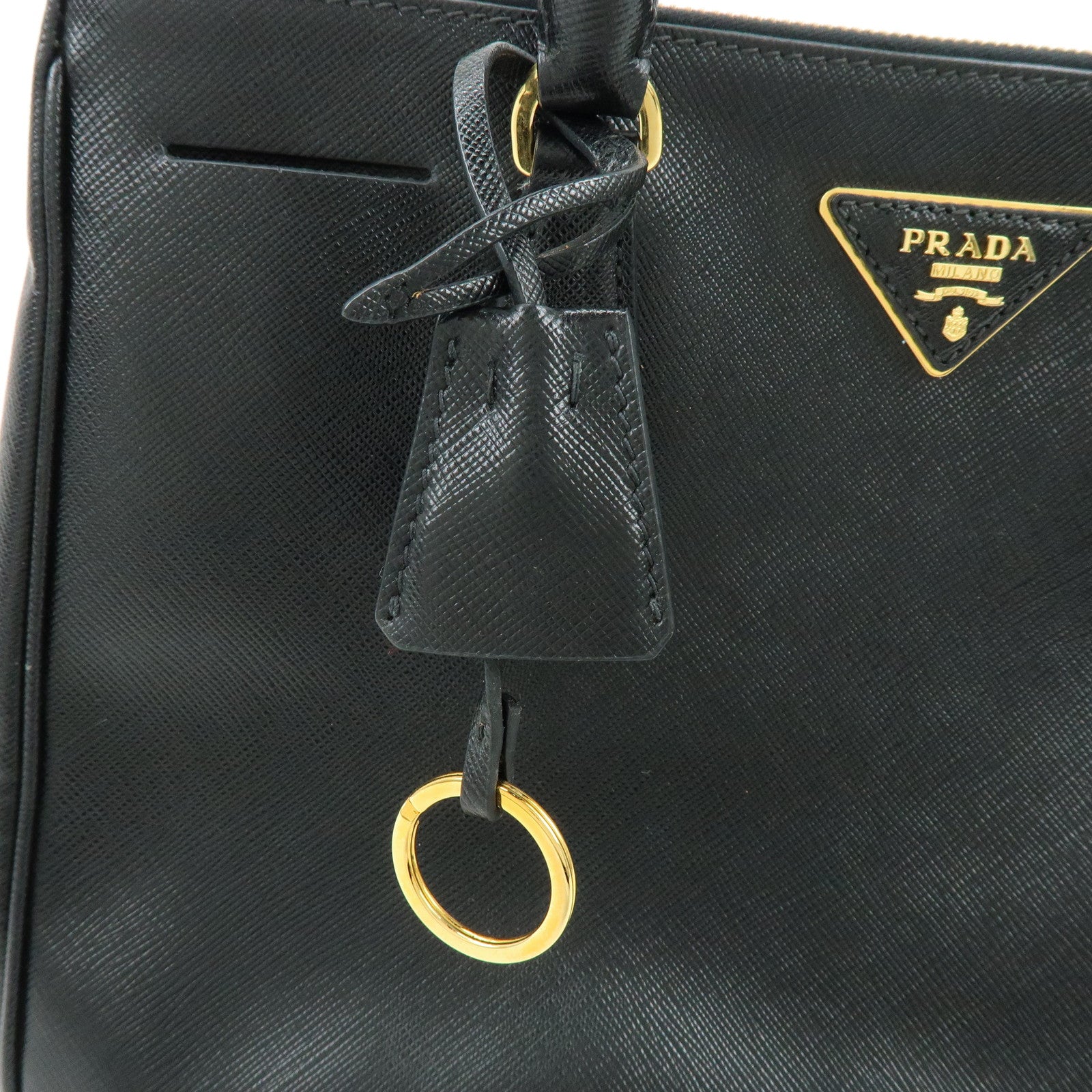 PRADA Saffiano Leather 2Way Bag Hand Bag Shoulder Bag Black 1BA801