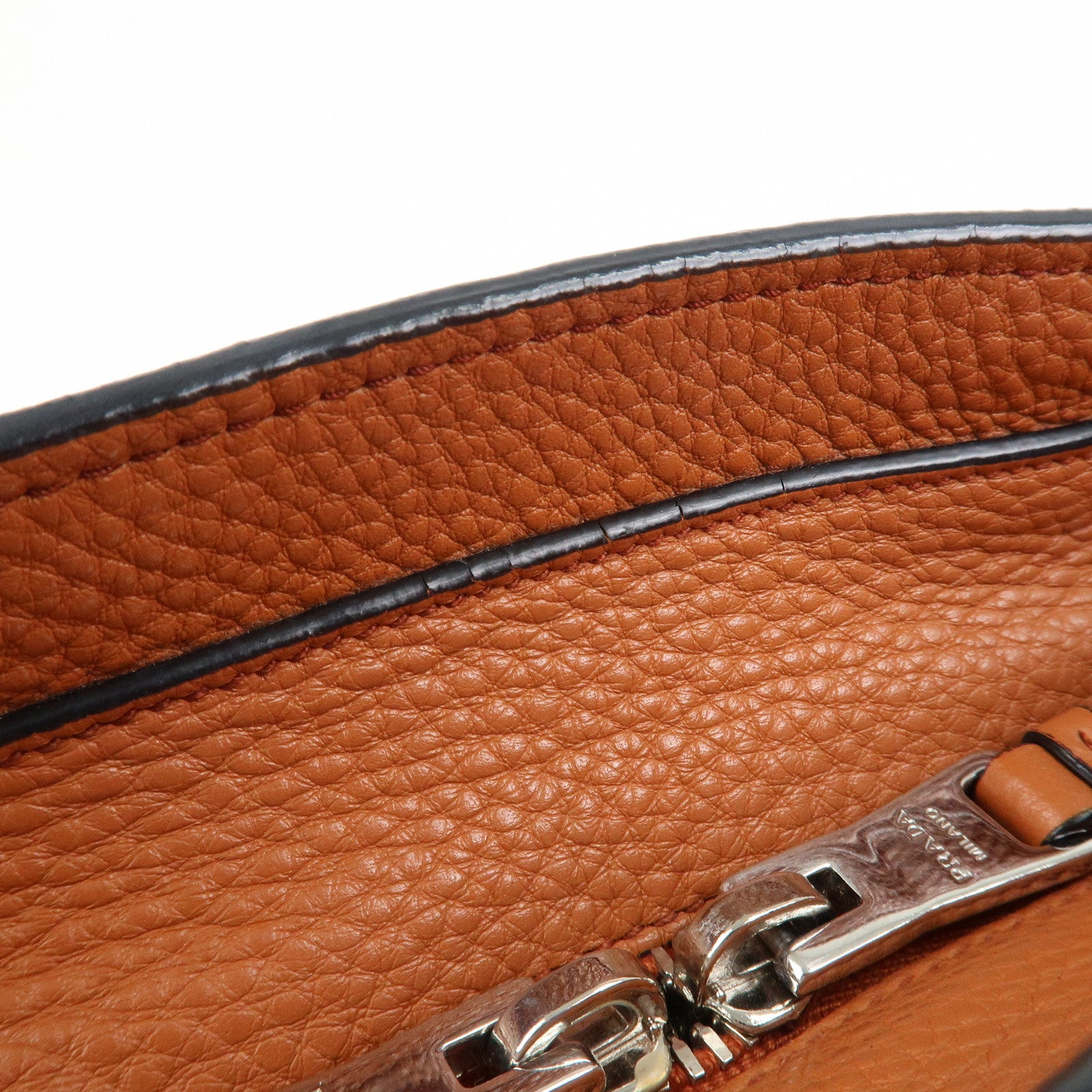 PRADA Logo Leather 2Way Bag Hand Bag Shoulder Bag Brown 1BA205