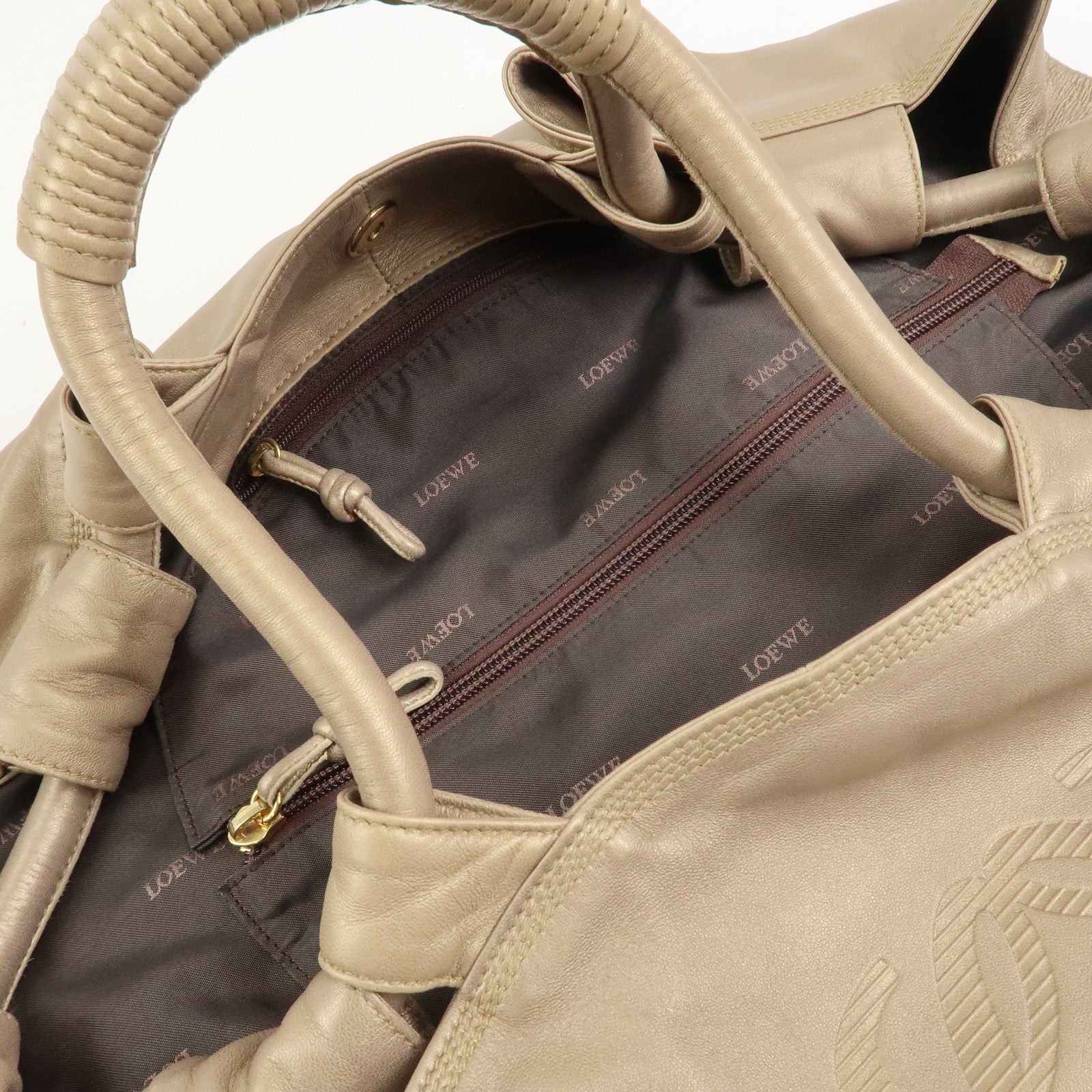 LOEWE Anagram Nappa Aire Leather Hand Bag Shoulder Bag Gold