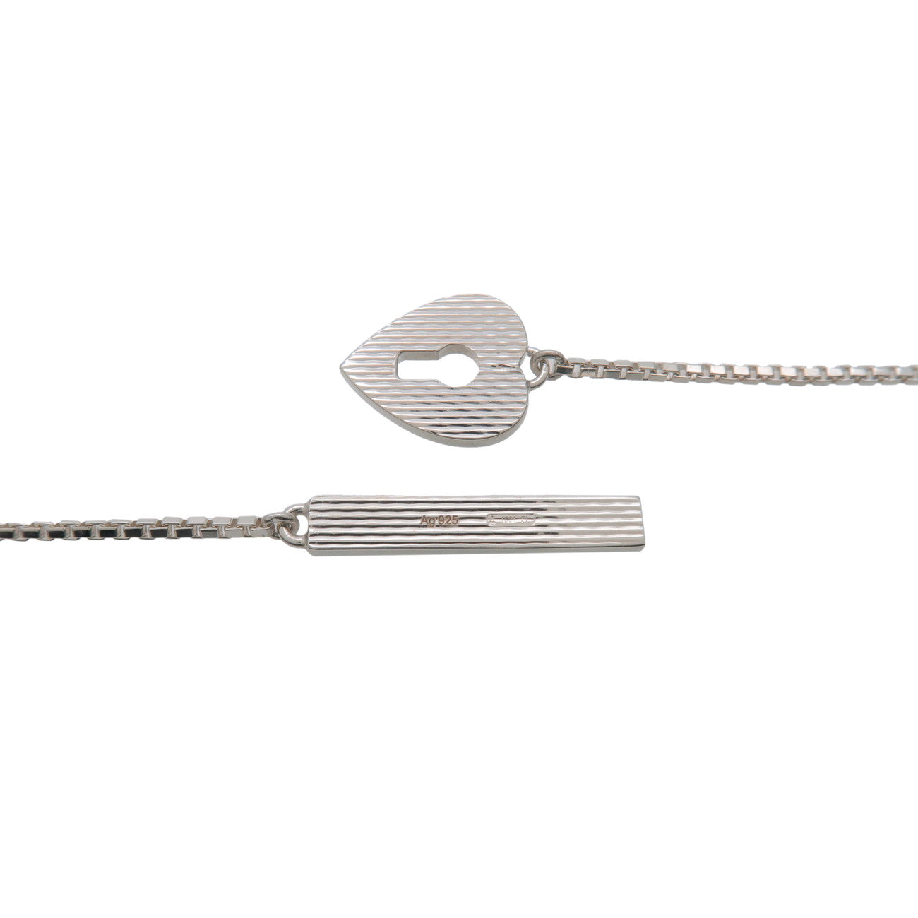 GUCCI Heart Lock Lariat Necklace SV925 Silver