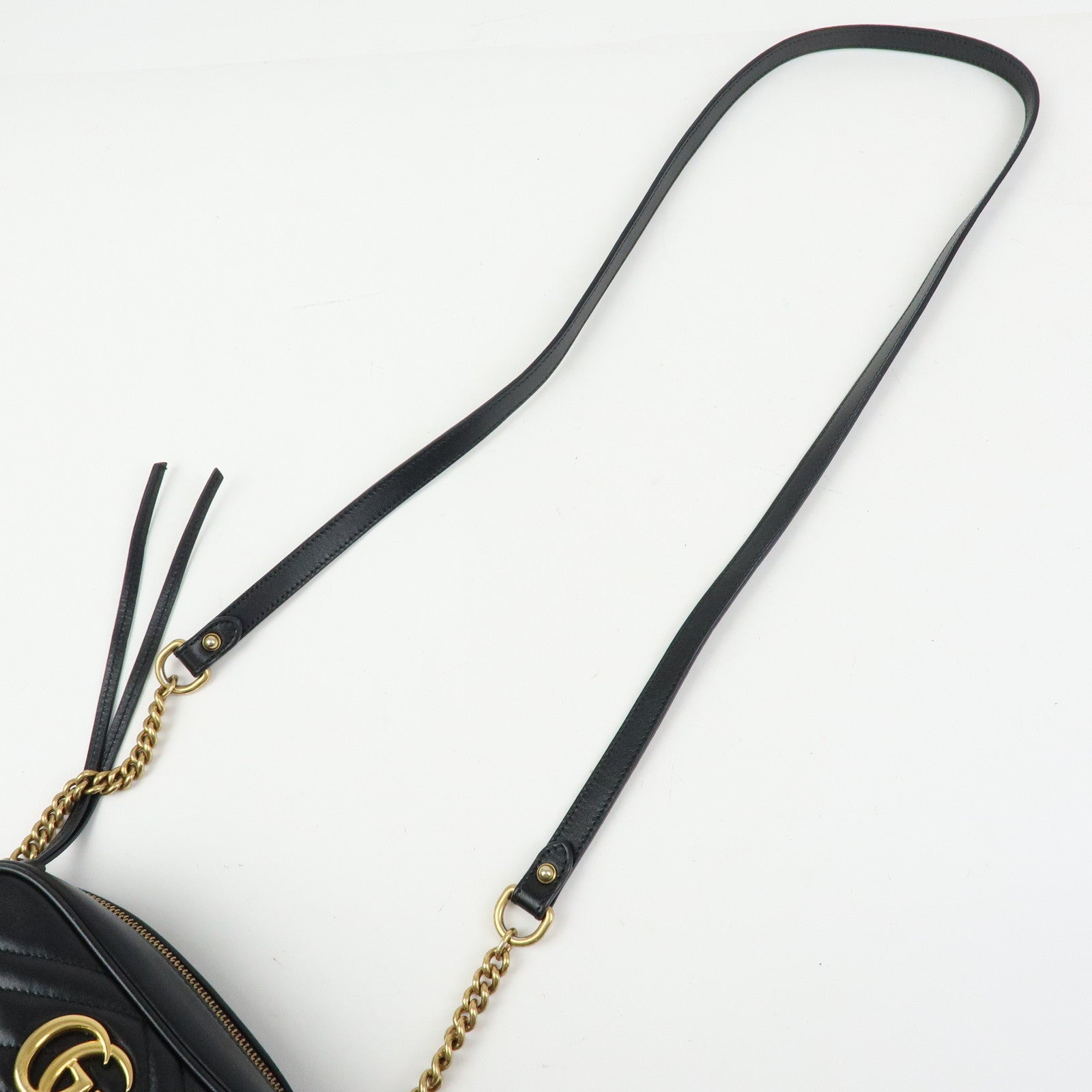 GUCCI GG Marmont Leather Shoulder Bag Crossbody Bag Black 448065